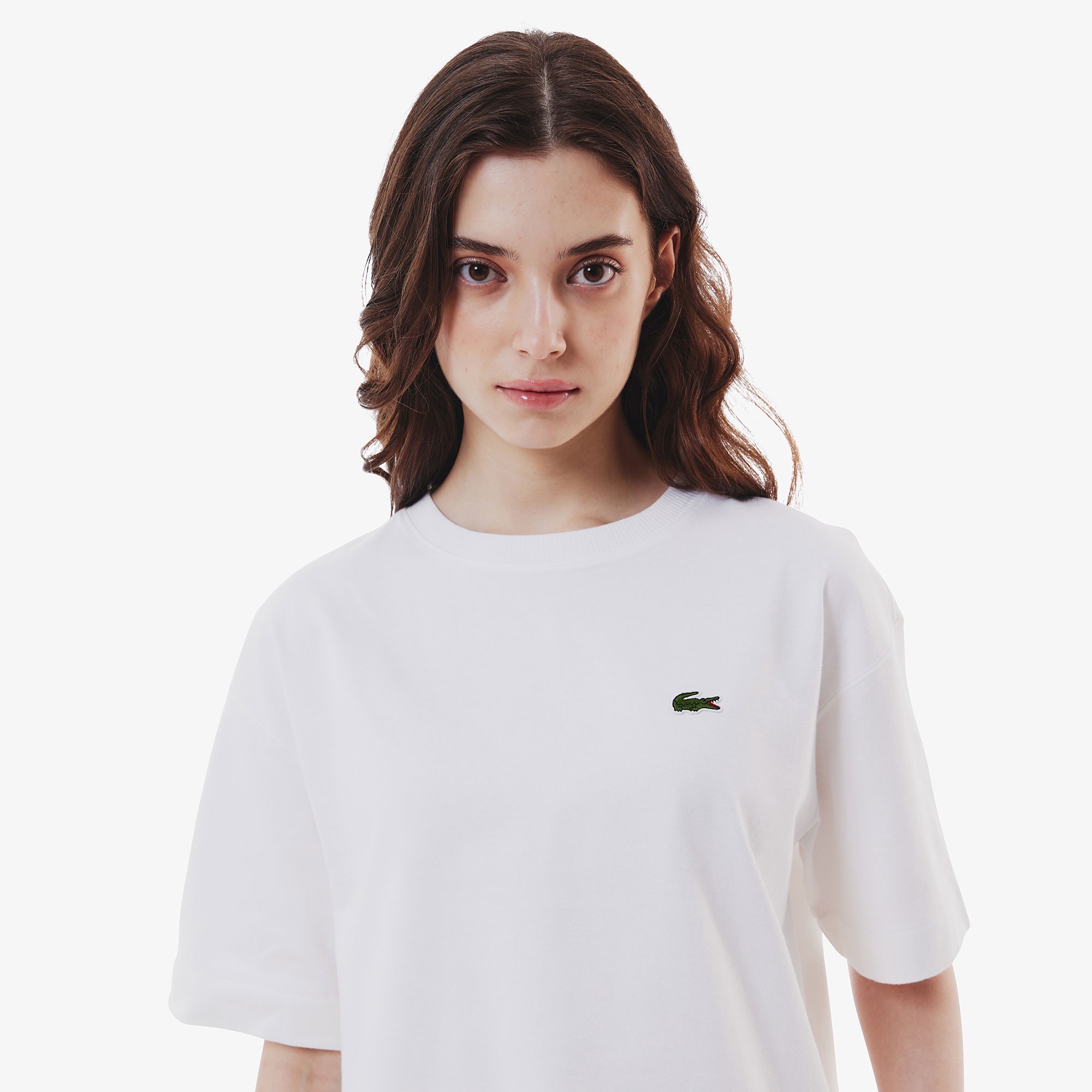 裾口ドローストリング入りクロップドTシャツ