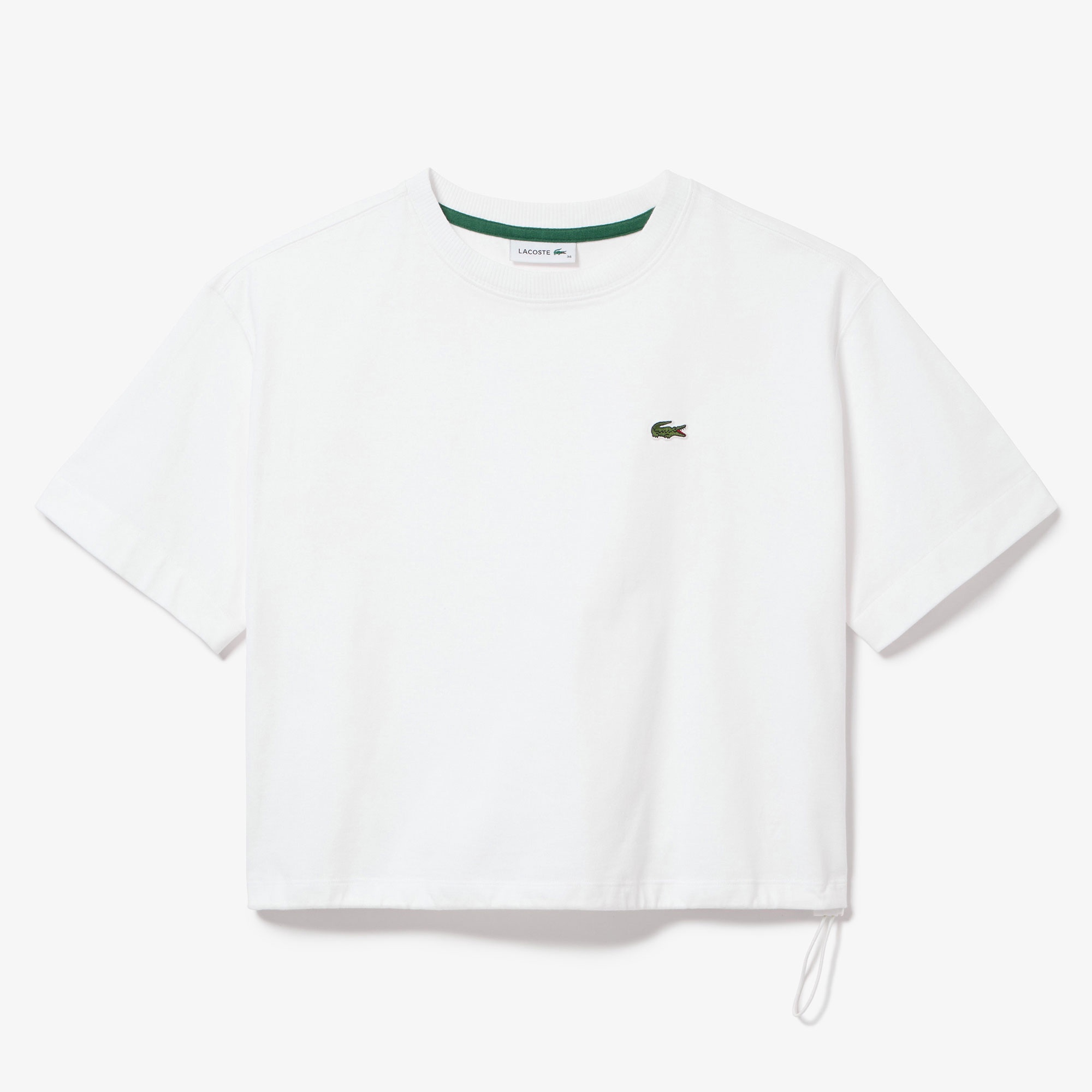 裾口ドローストリング入りクロップドTシャツ