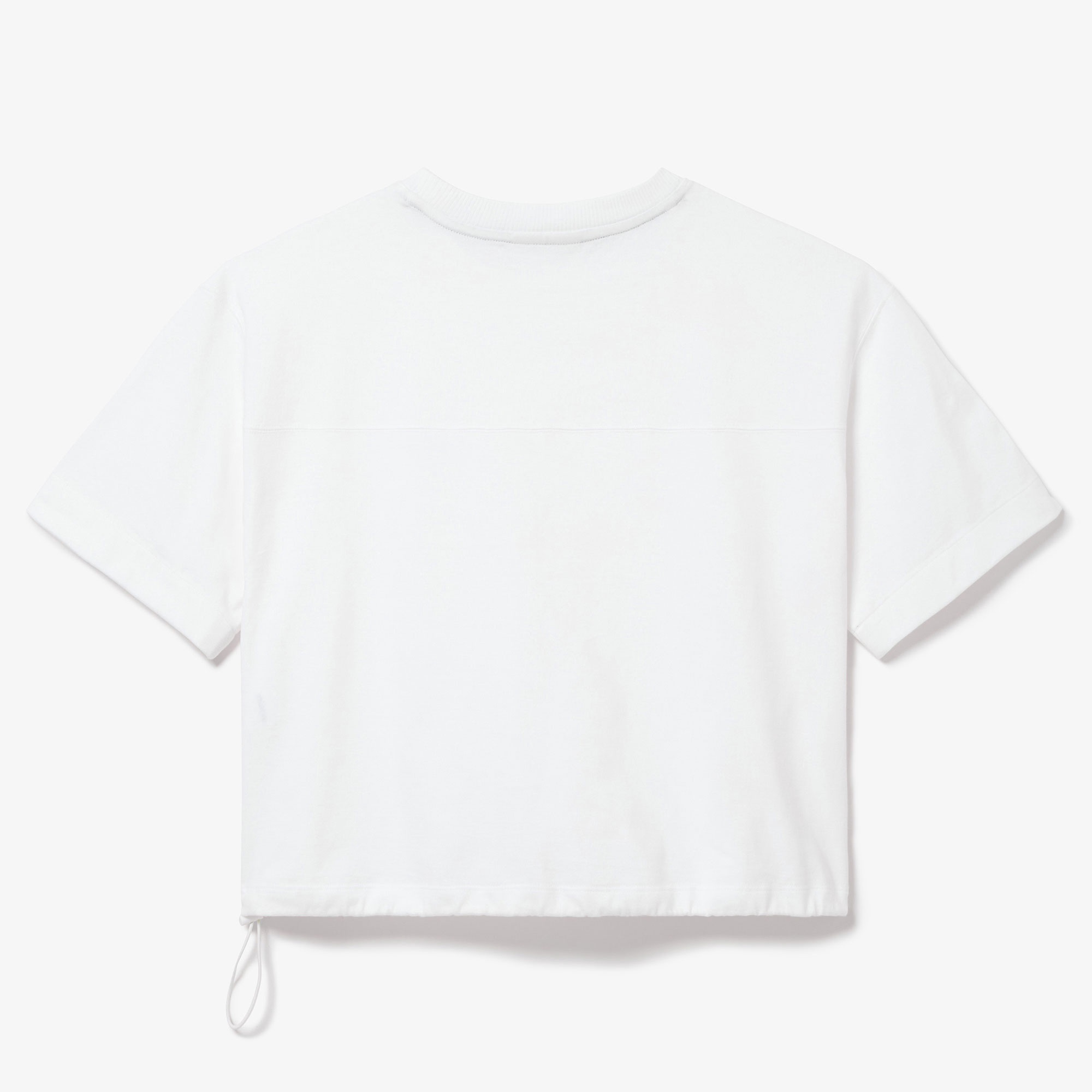 裾口ドローストリング入りクロップドTシャツ