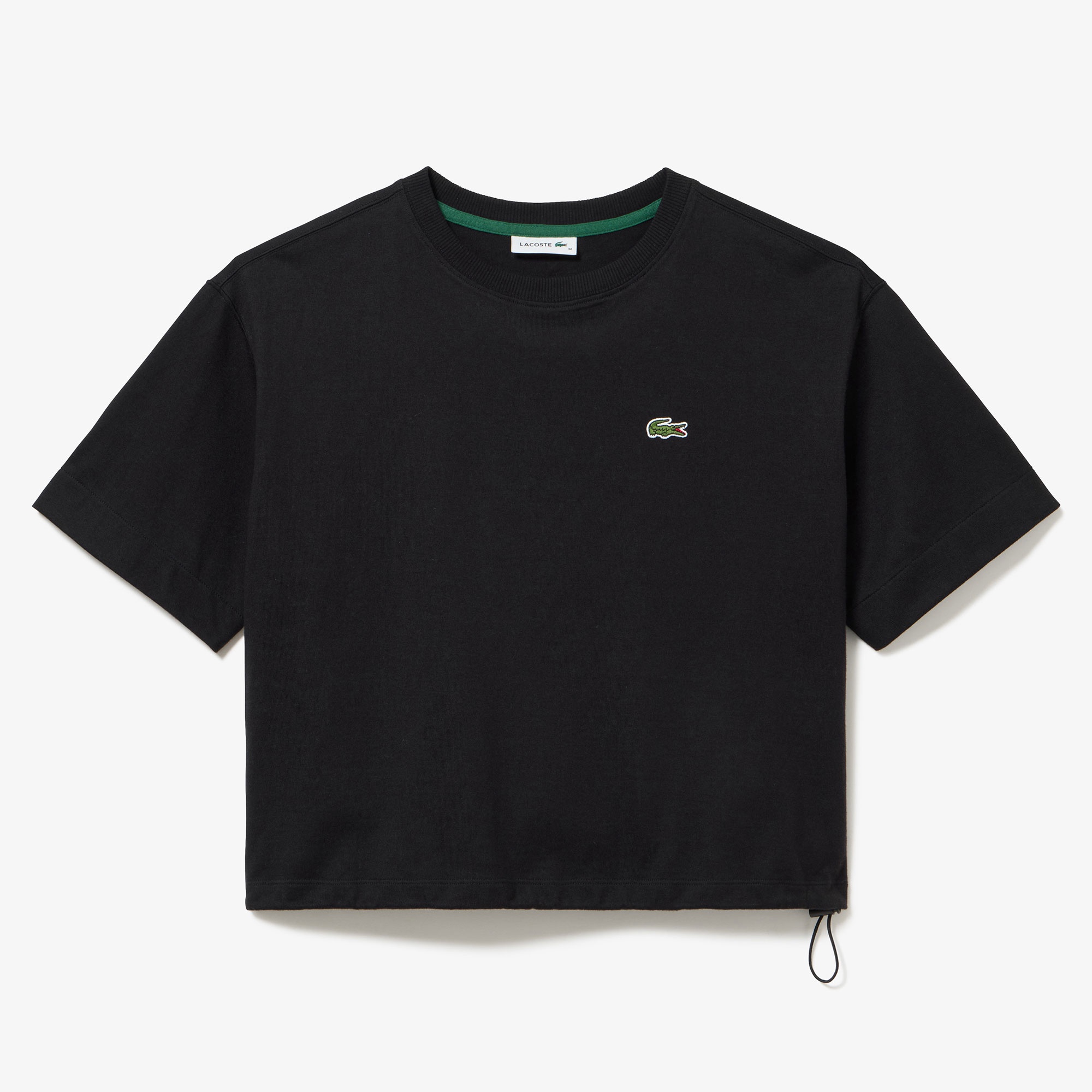 裾口ドローストリング入りクロップドTシャツ