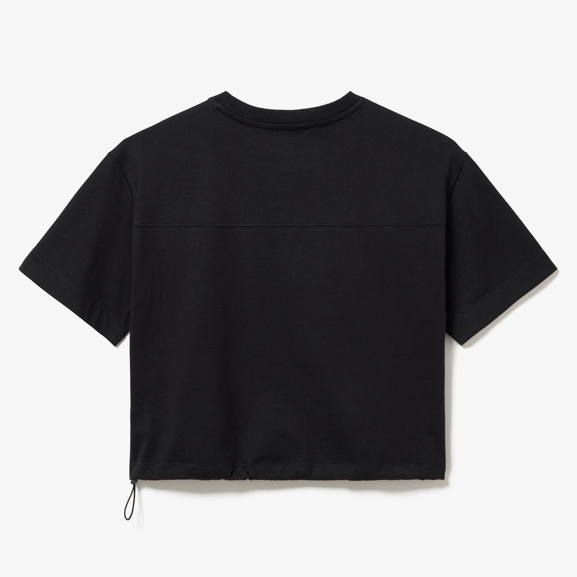 裾口ドローストリング入りクロップドTシャツ