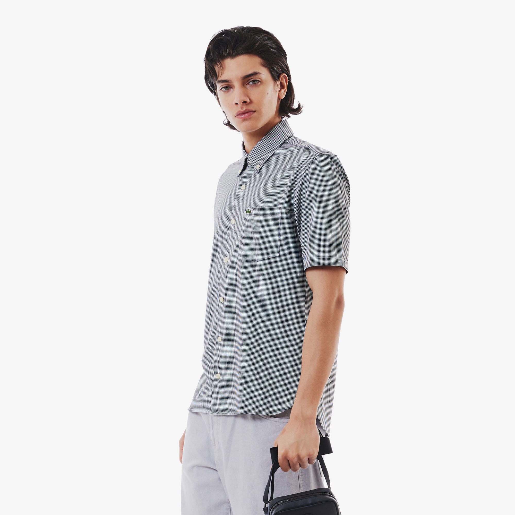 マイクロチェックジャージシャツ