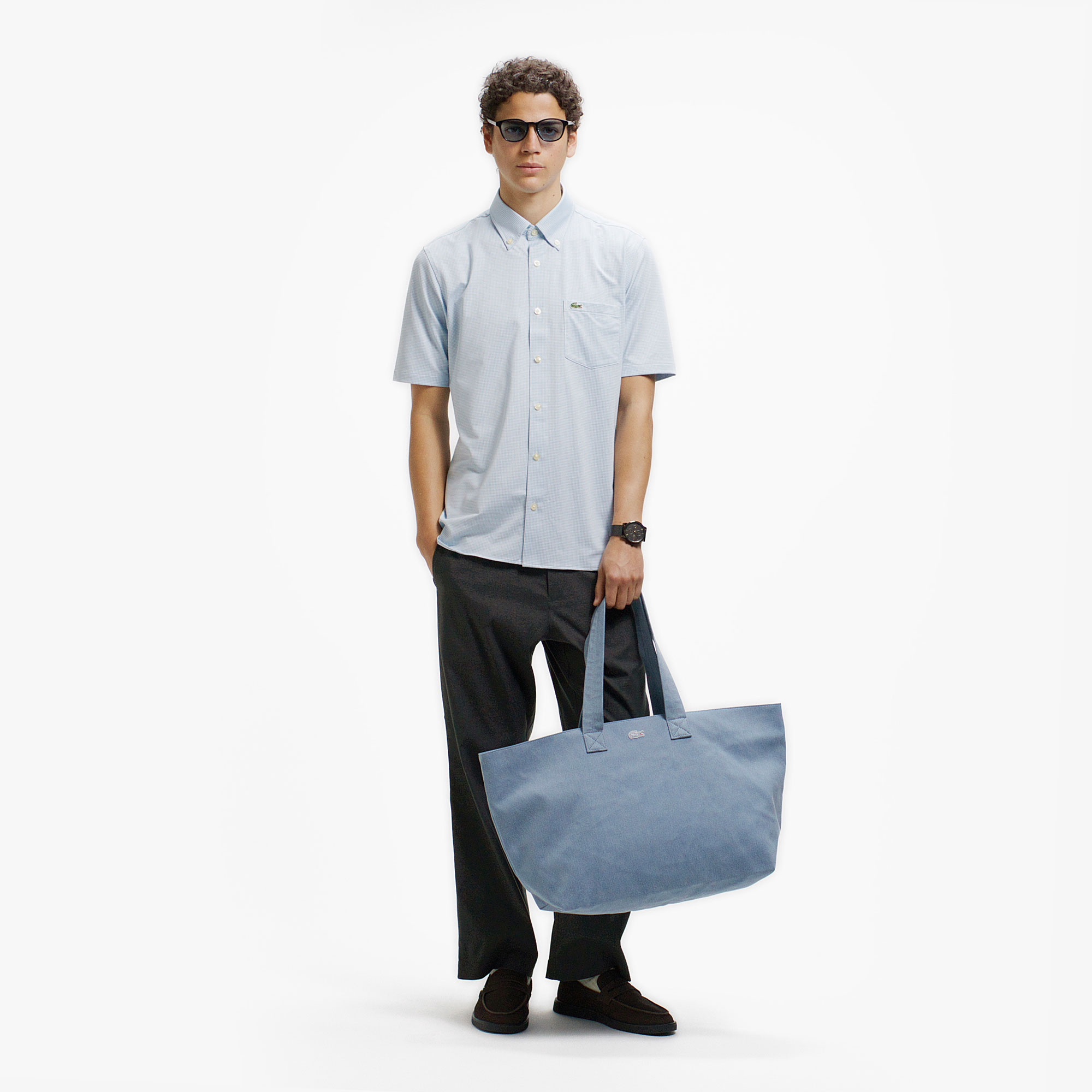 マイクロチェックジャージシャツ