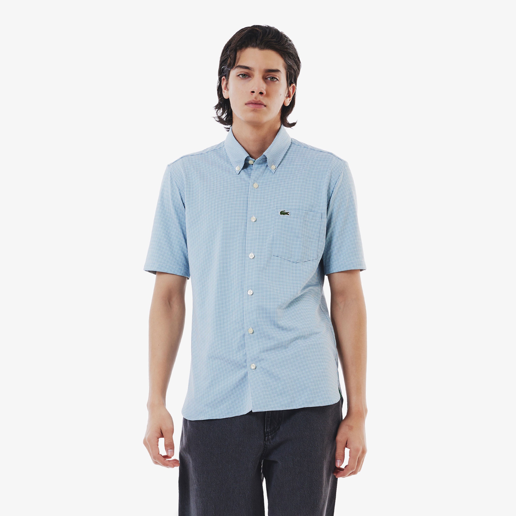 マイクロチェックジャージシャツ