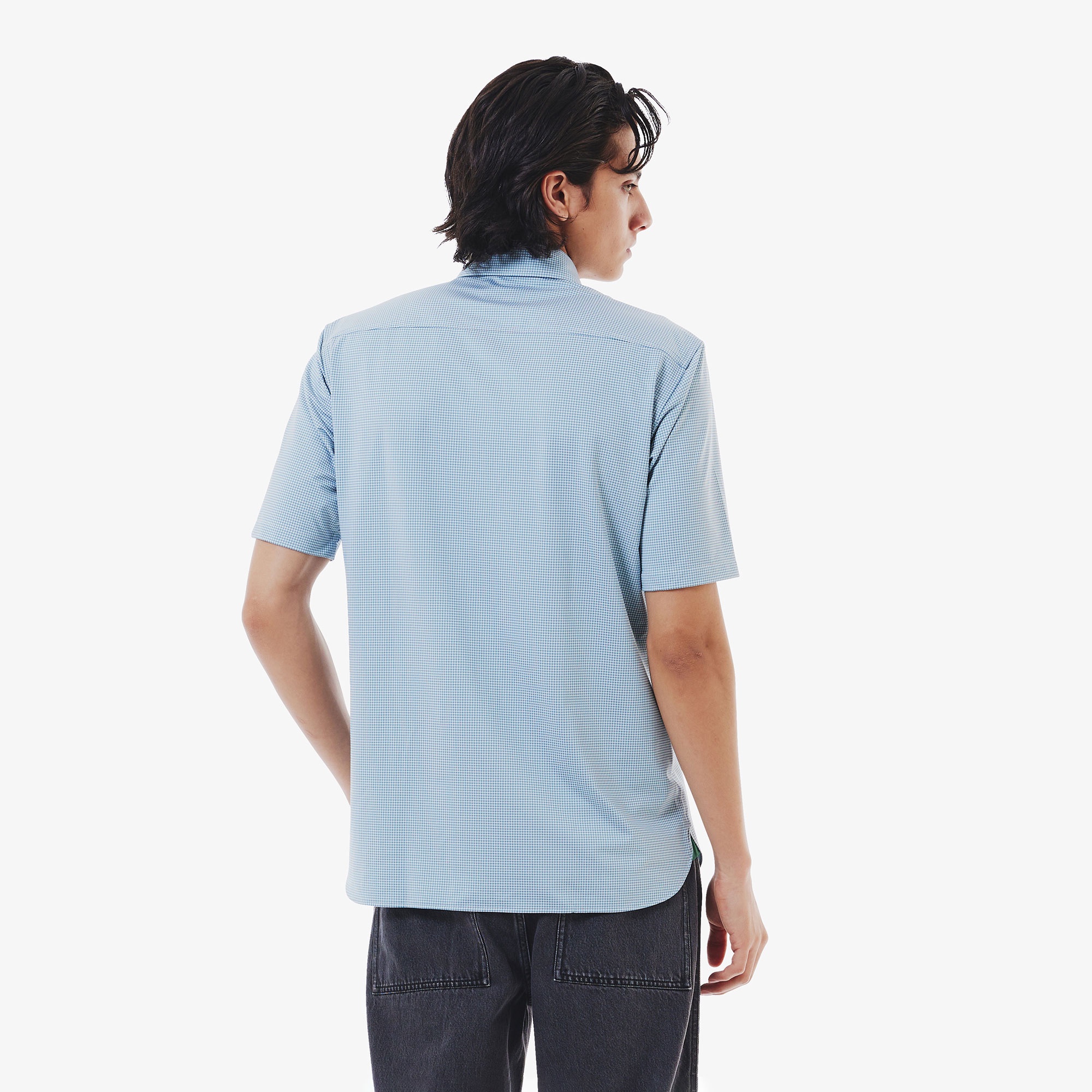 マイクロチェックジャージシャツ