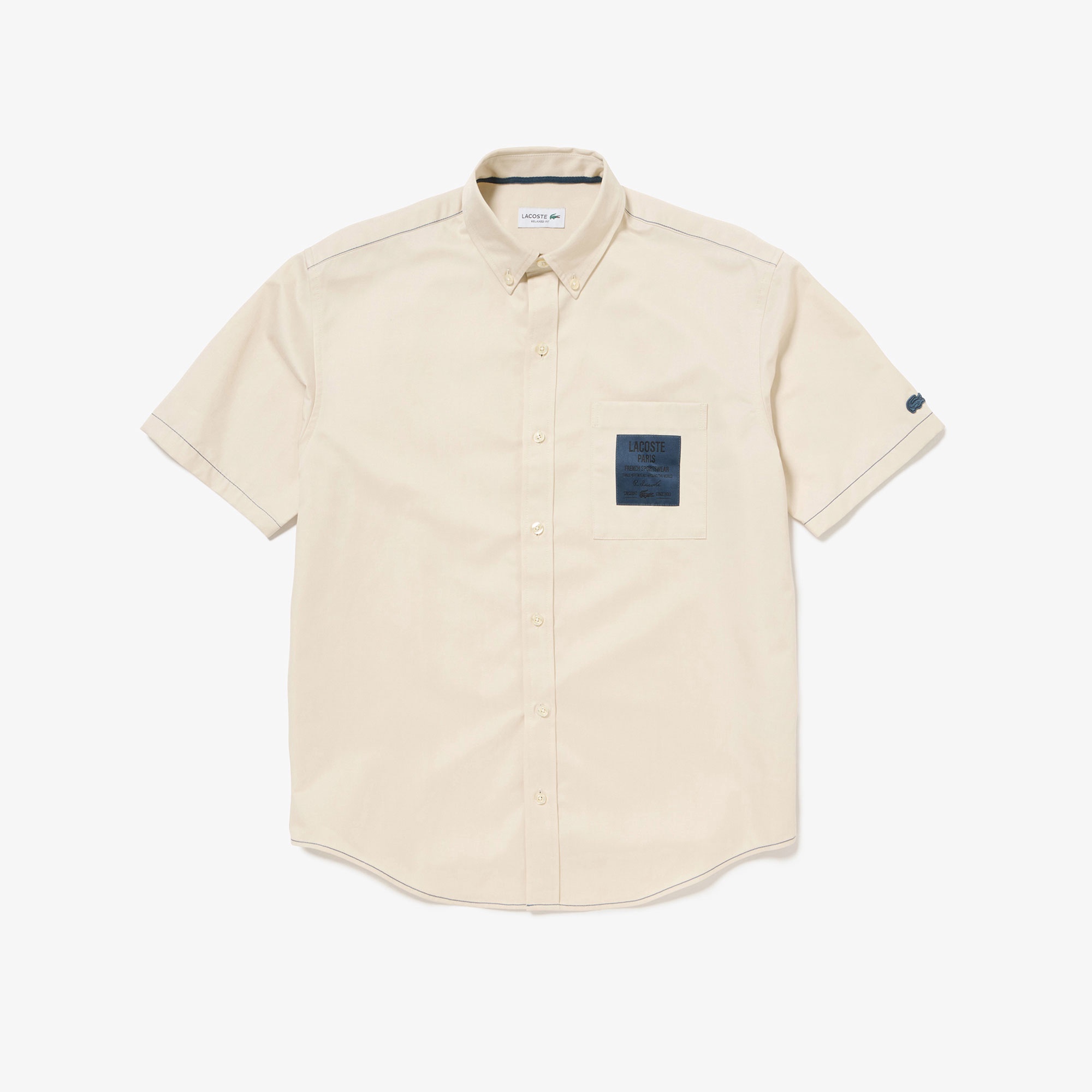 シルクブレンドネームパッチボタンダウンシャツ