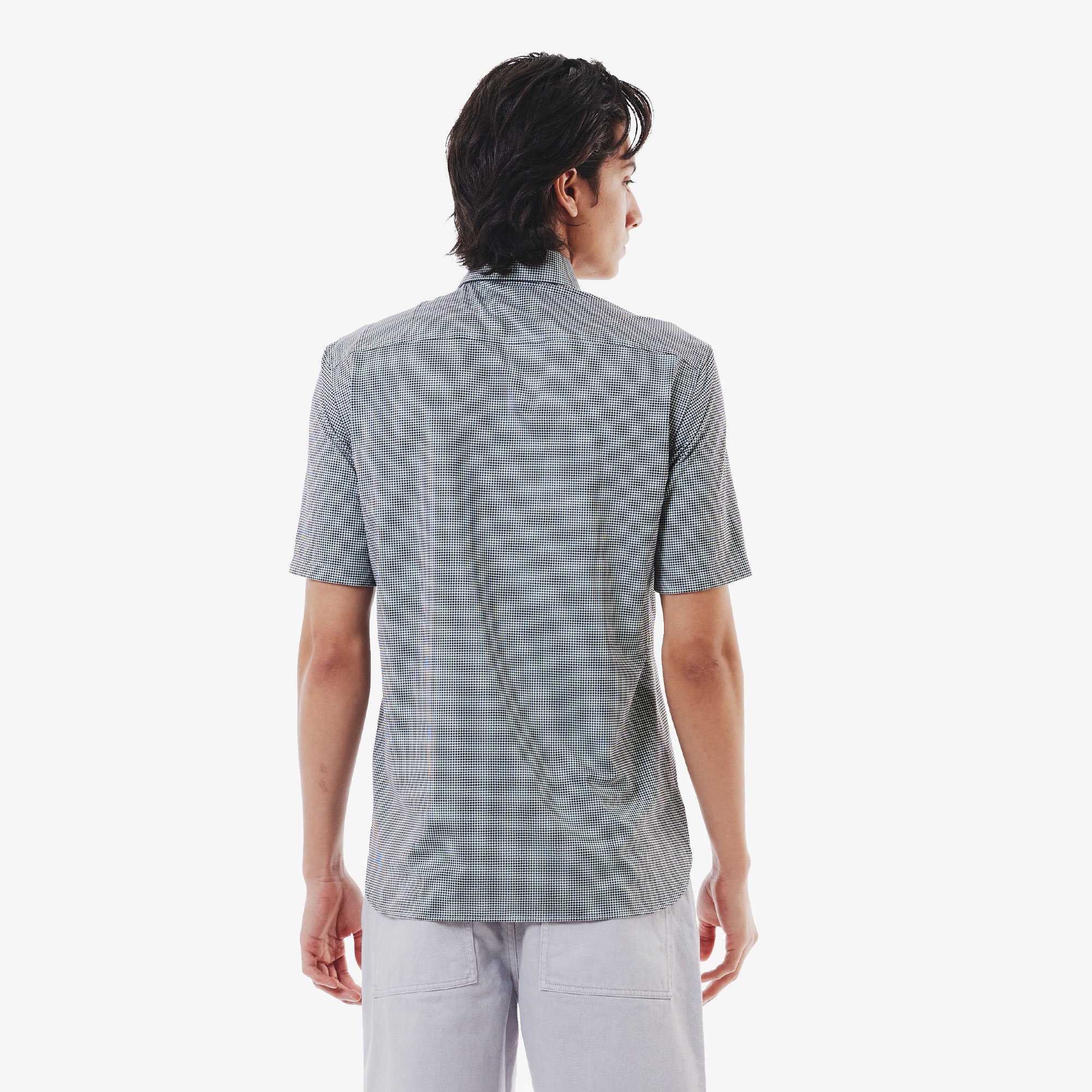 マイクロチェックジャージシャツ