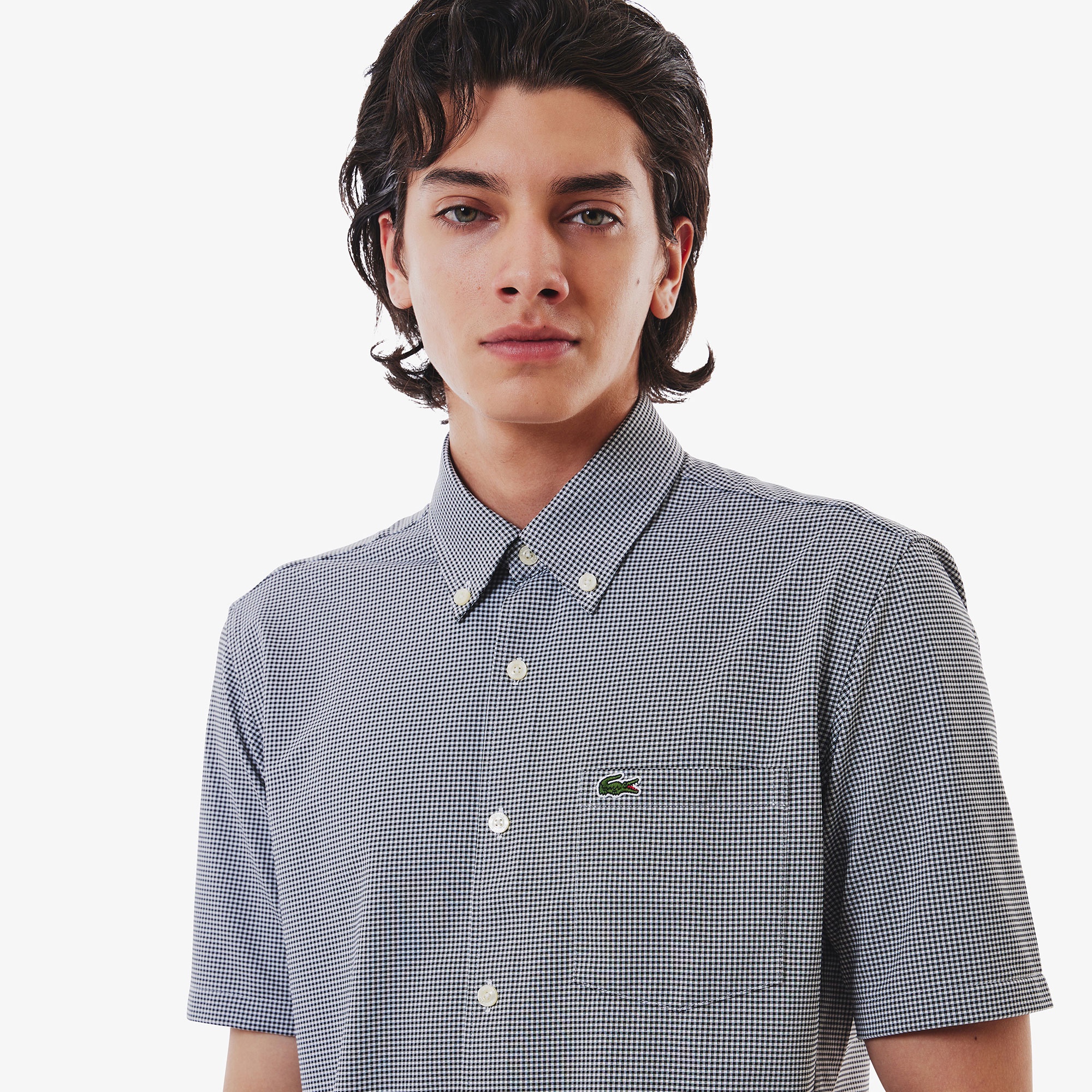 マイクロチェックジャージシャツ