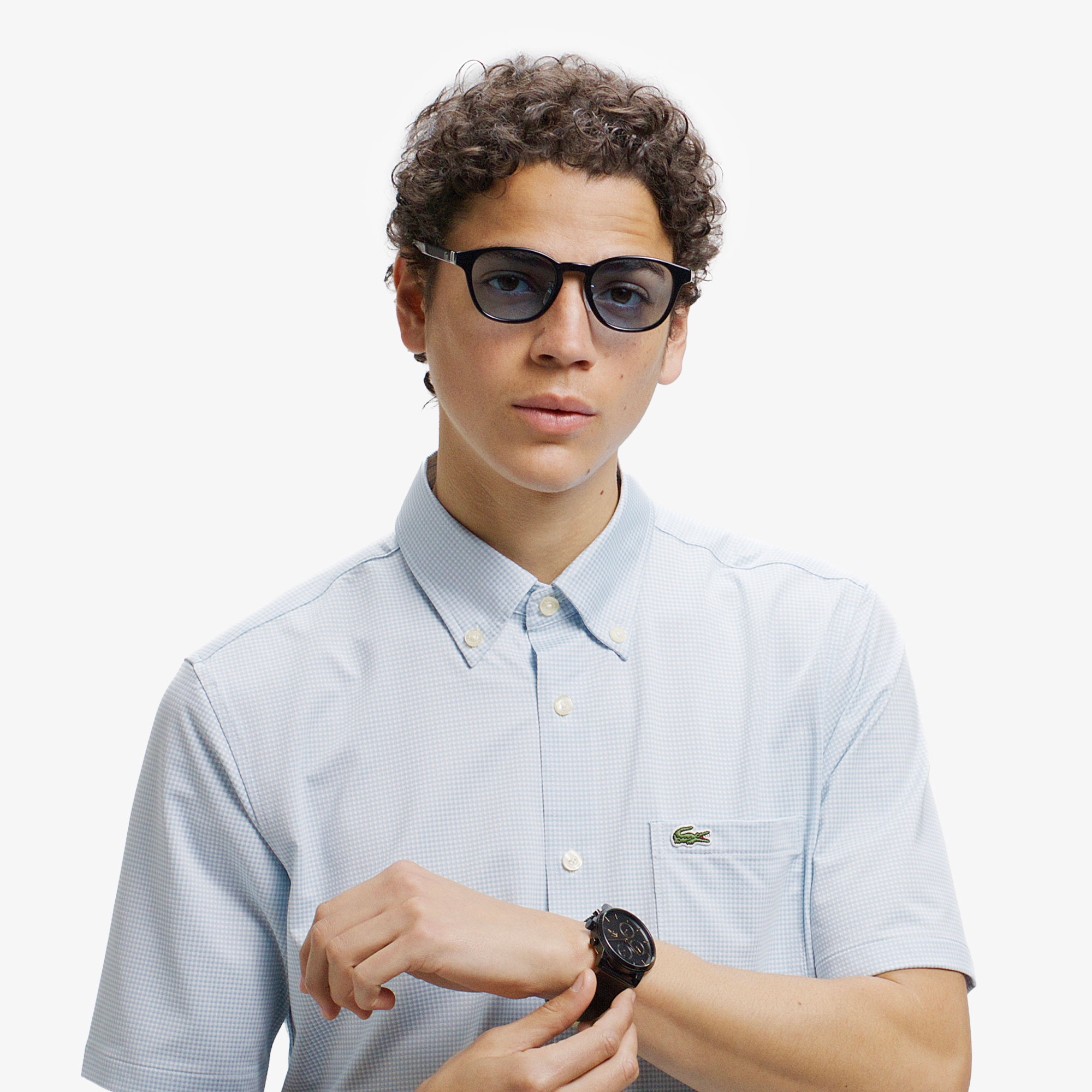 マイクロチェックジャージシャツ