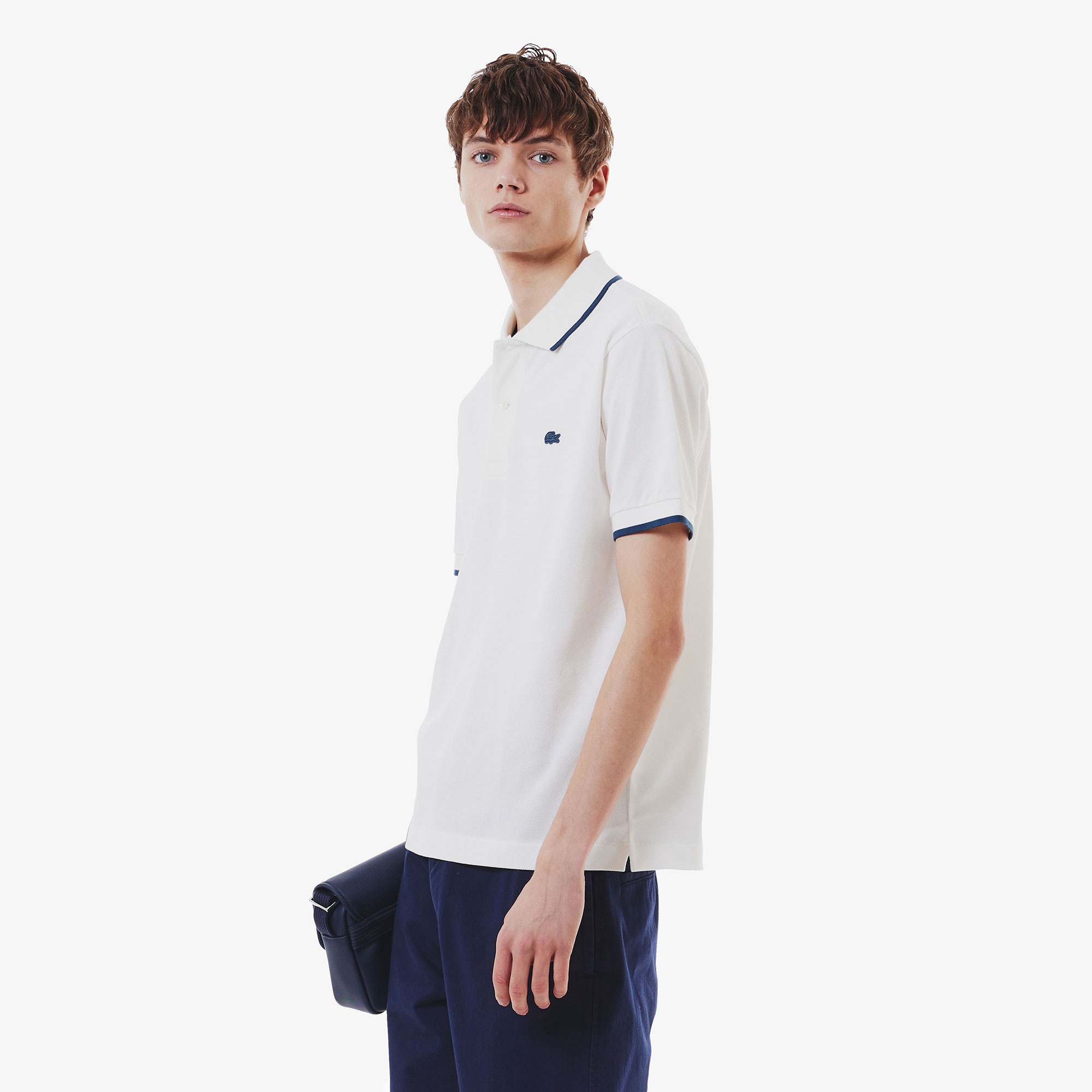 スリーブネームパッチ鹿の子地ポロシャツ