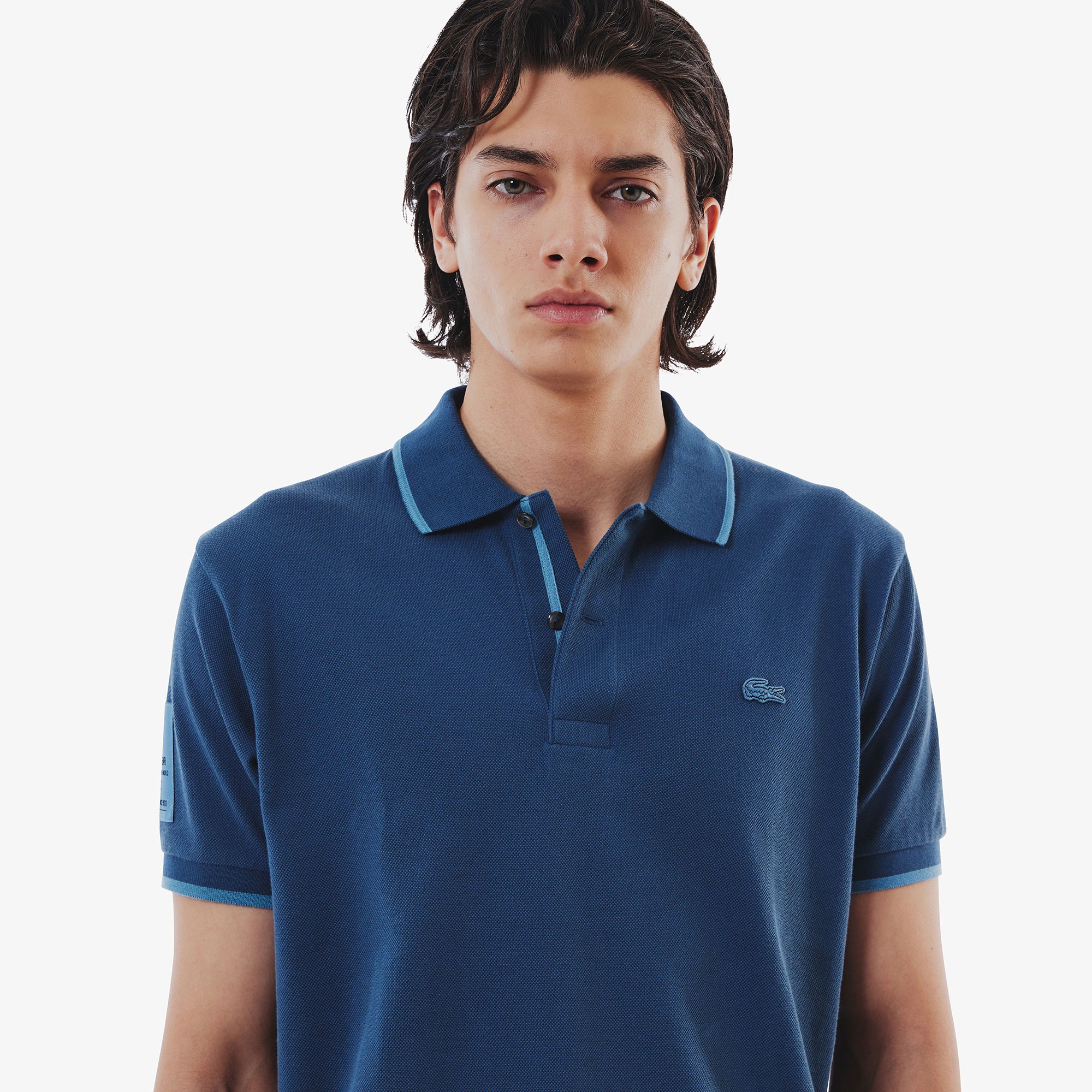 スリーブネームパッチ鹿の子地ポロシャツ