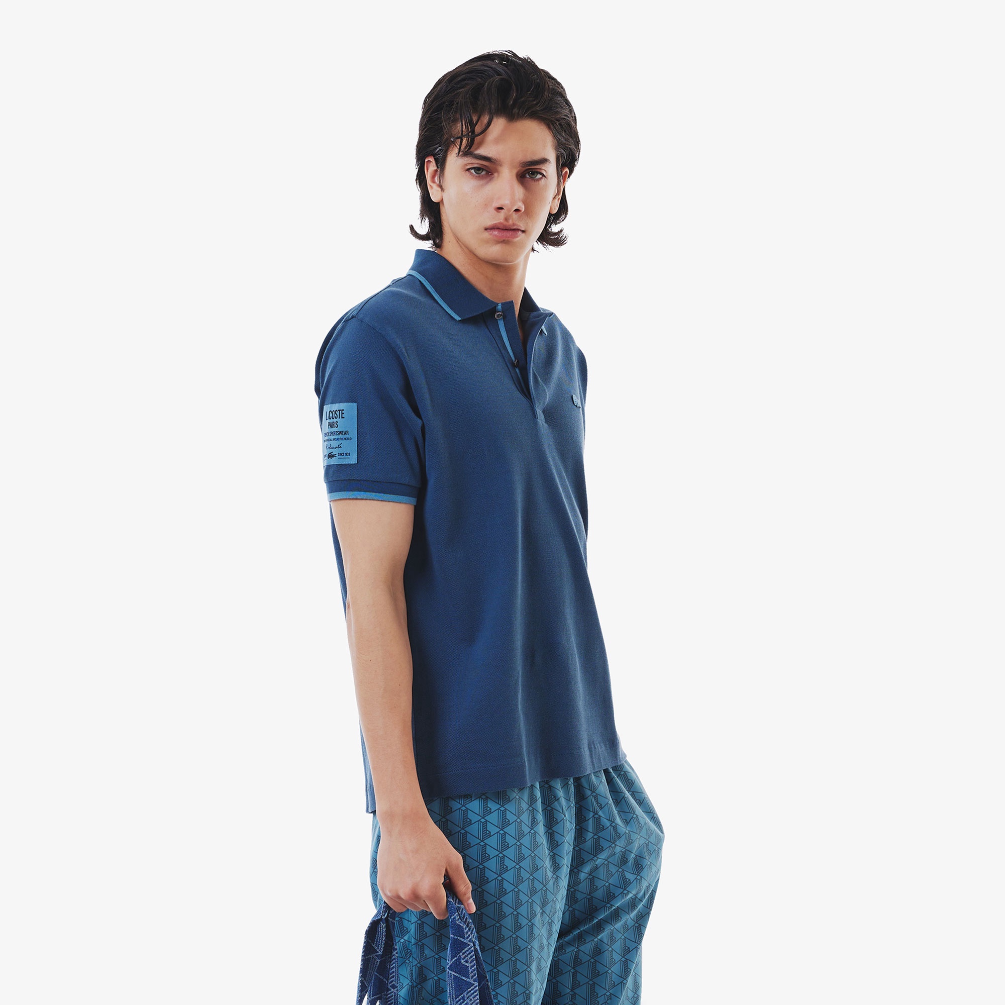 スリーブネームパッチ鹿の子地ポロシャツ