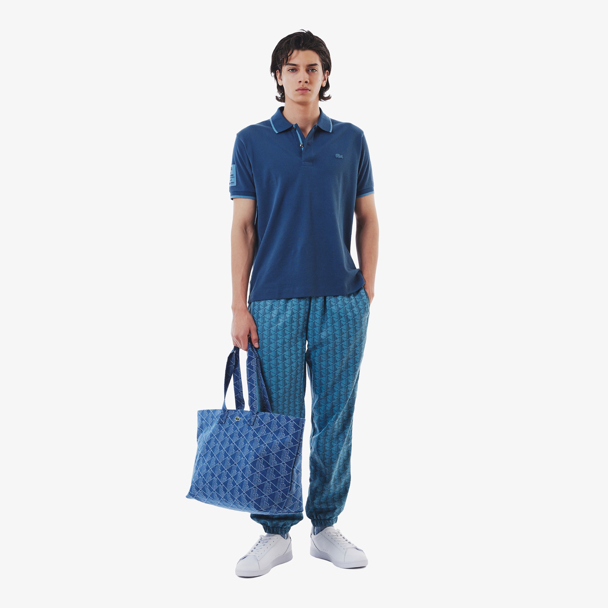 スリーブネームパッチ鹿の子地ポロシャツ