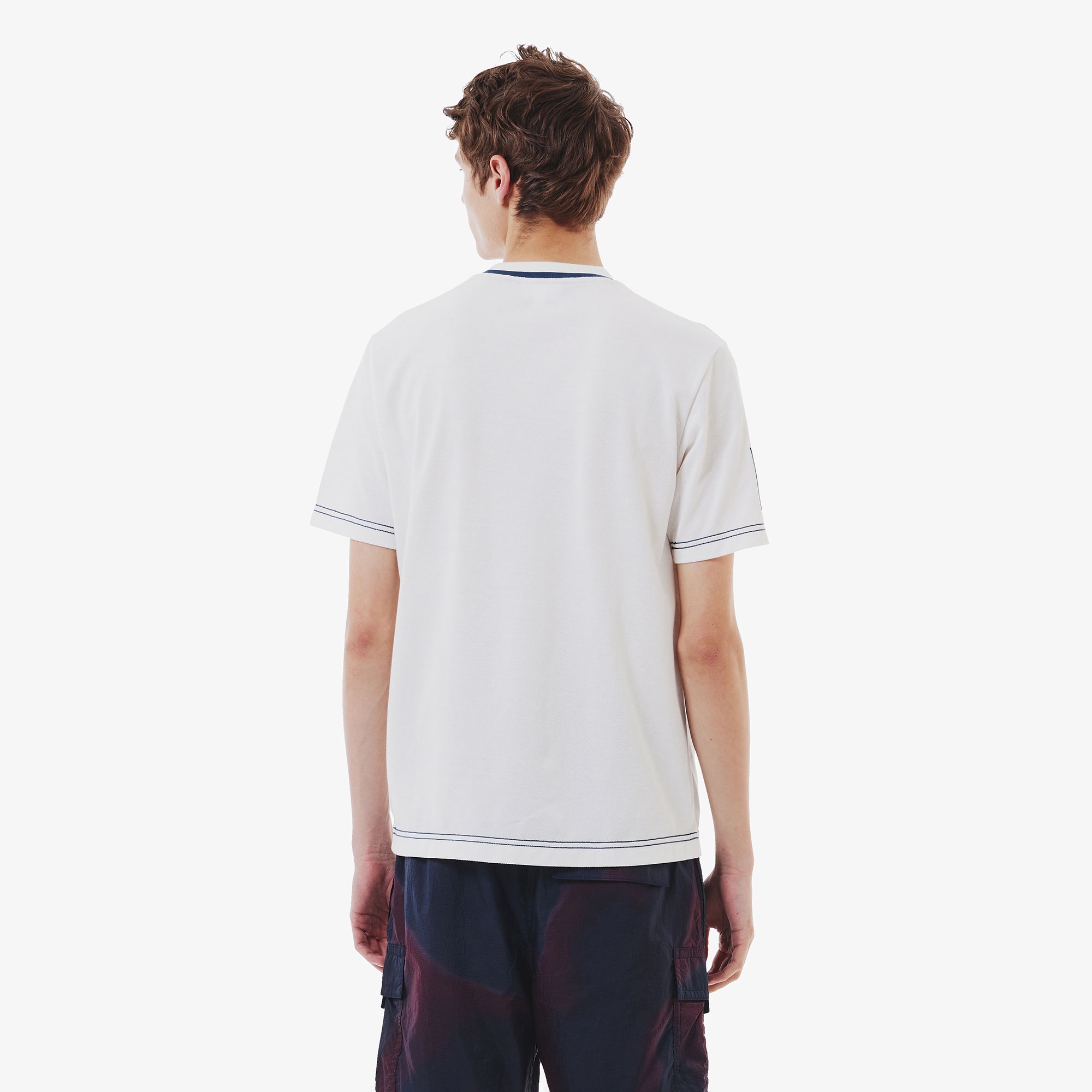 スリーブネームパッチ鹿の子地Tシャツ