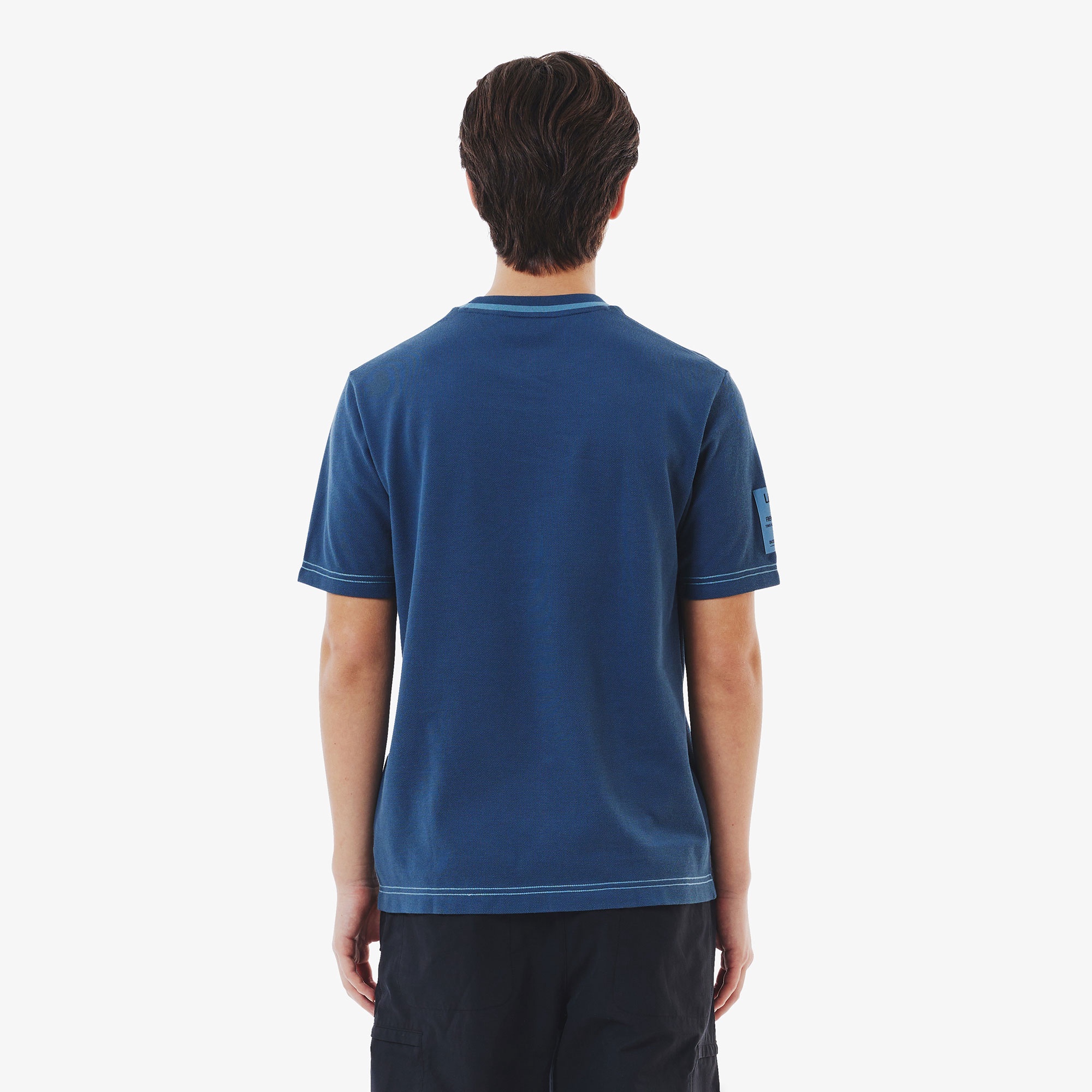スリーブネームパッチ鹿の子地Tシャツ