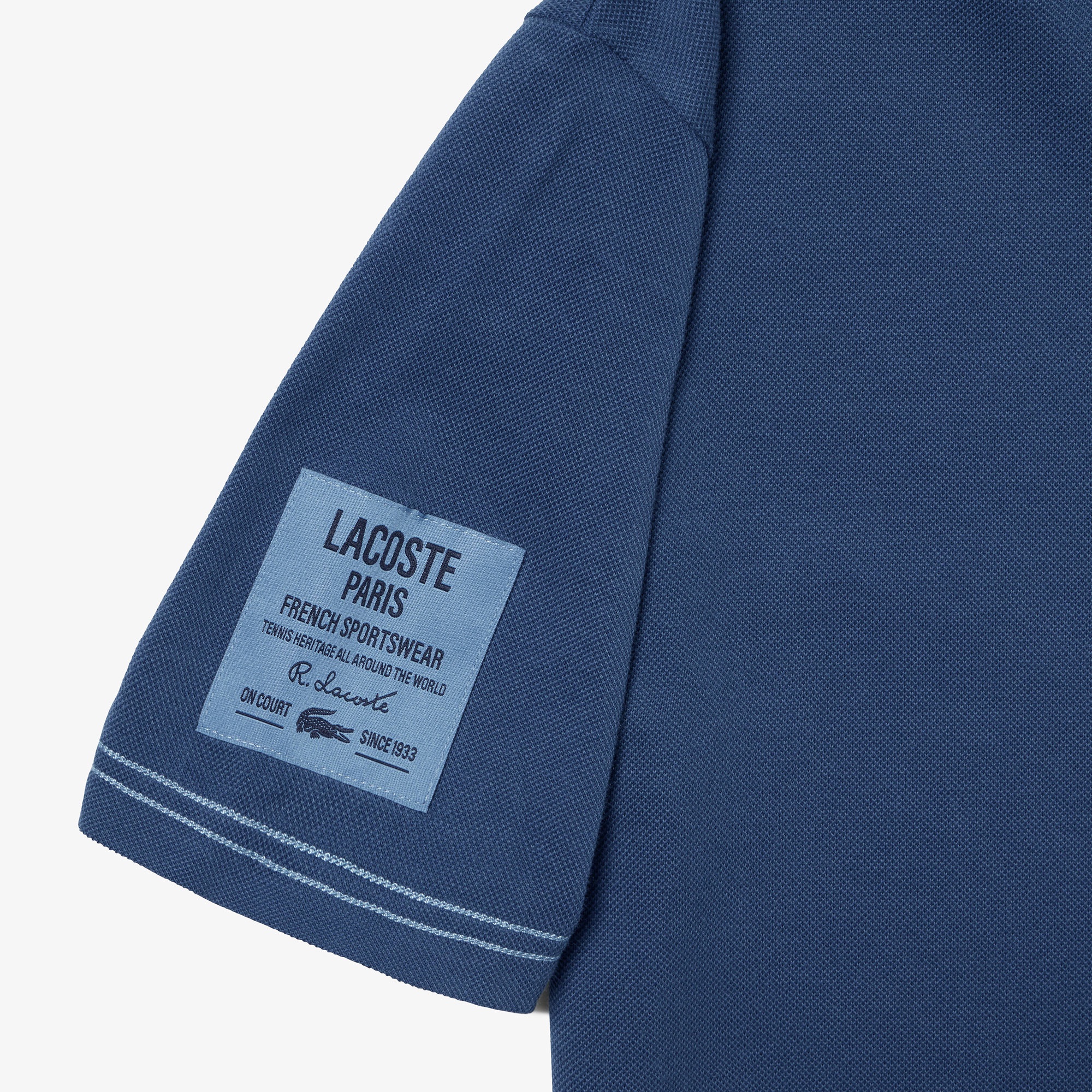 スリーブネームパッチ鹿の子地Tシャツ