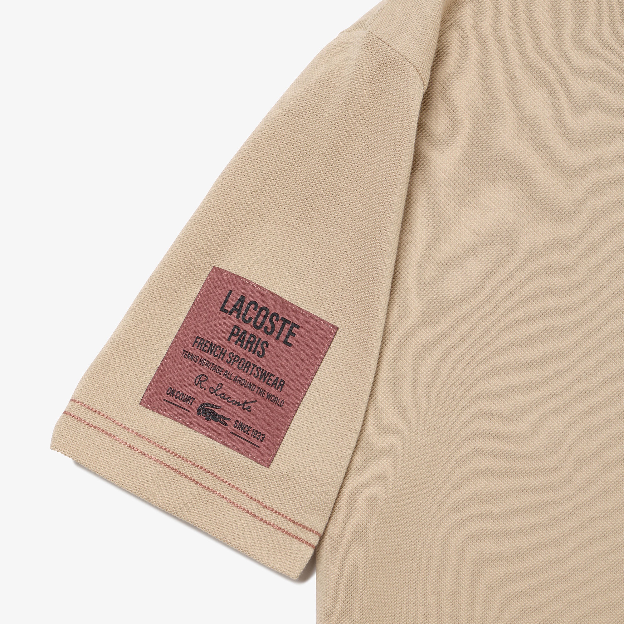 スリーブネームパッチ鹿の子地Tシャツ