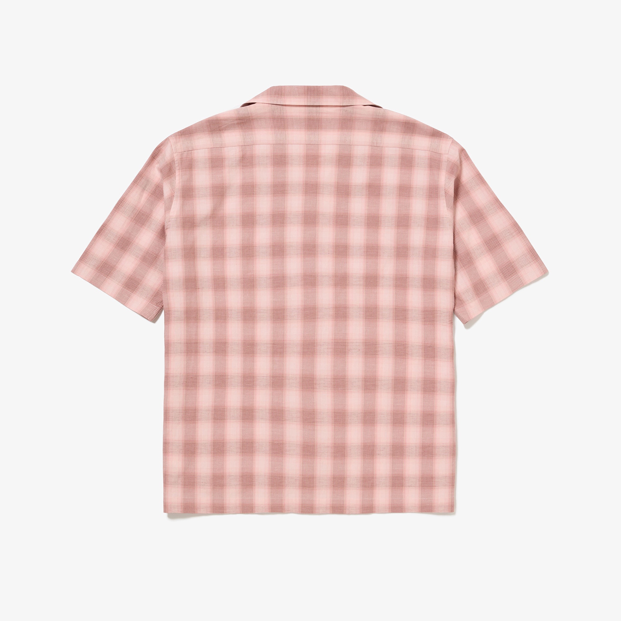 リネンブレンドオープンカラーオンブレチェックシャツ