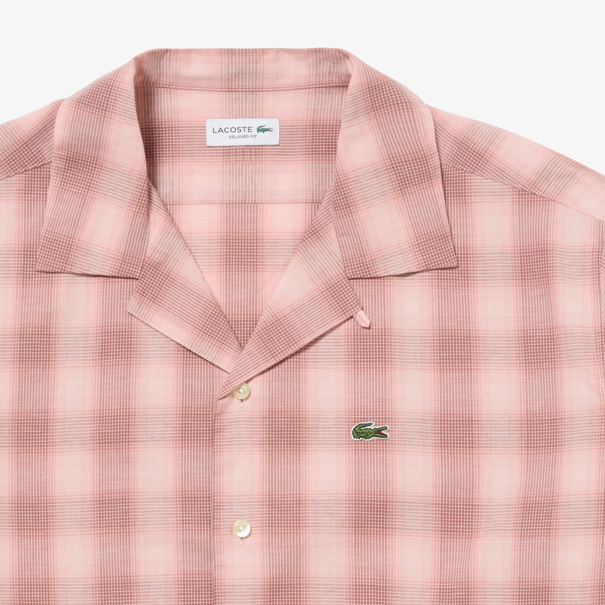 リネンブレンドオープンカラーオンブレチェックシャツ