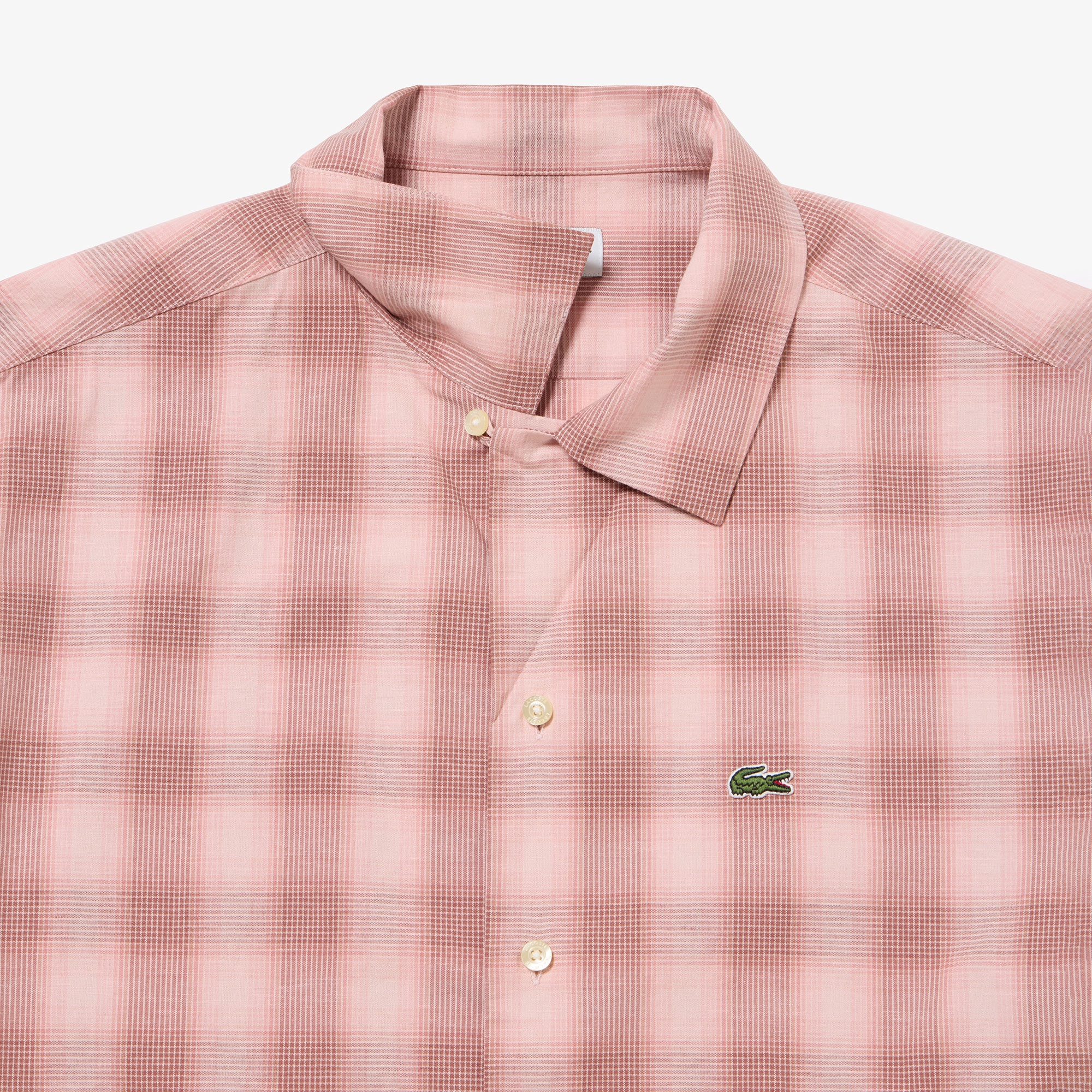 リネンブレンドオープンカラーオンブレチェックシャツ