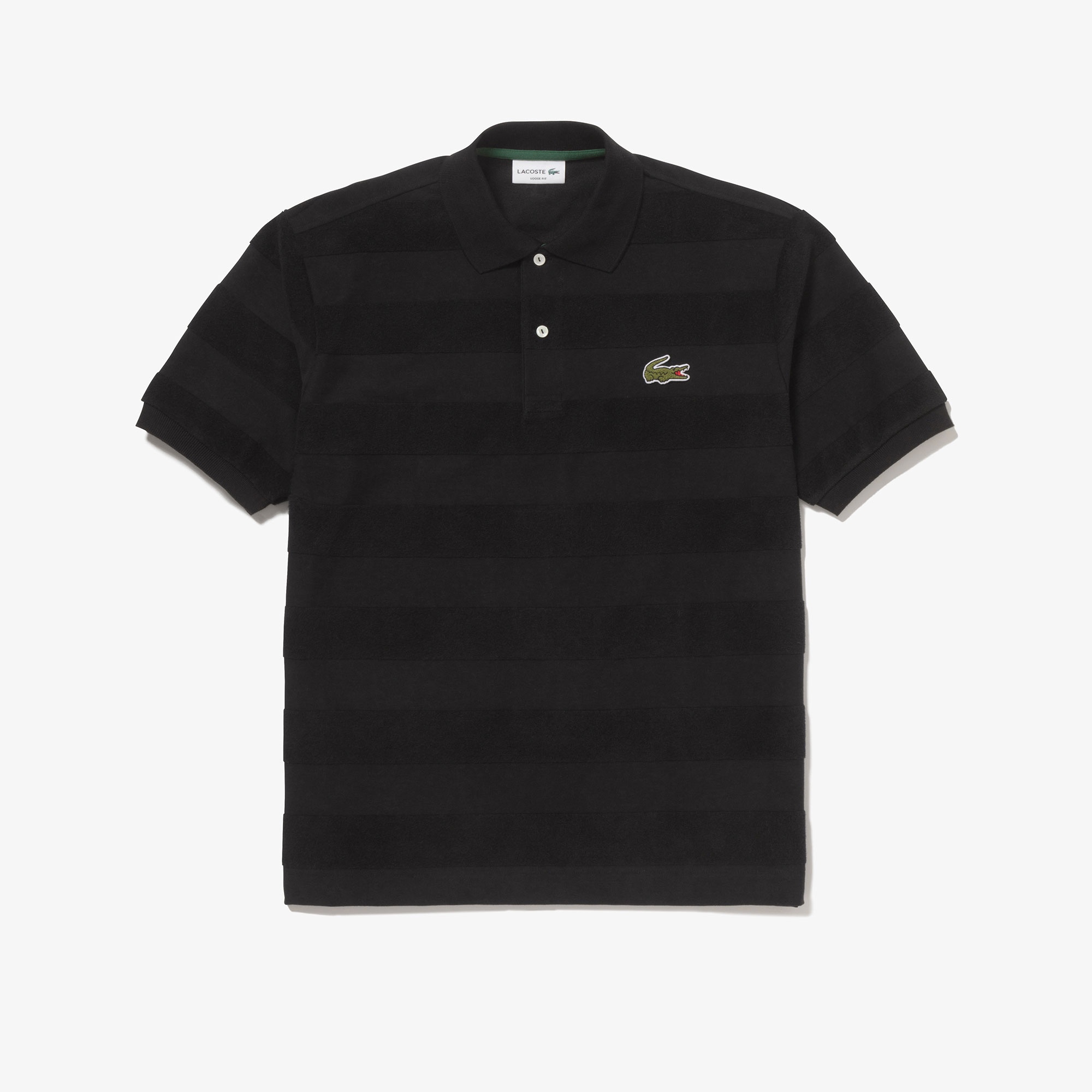 パイル地切り替え同色ボーダーポロシャツ