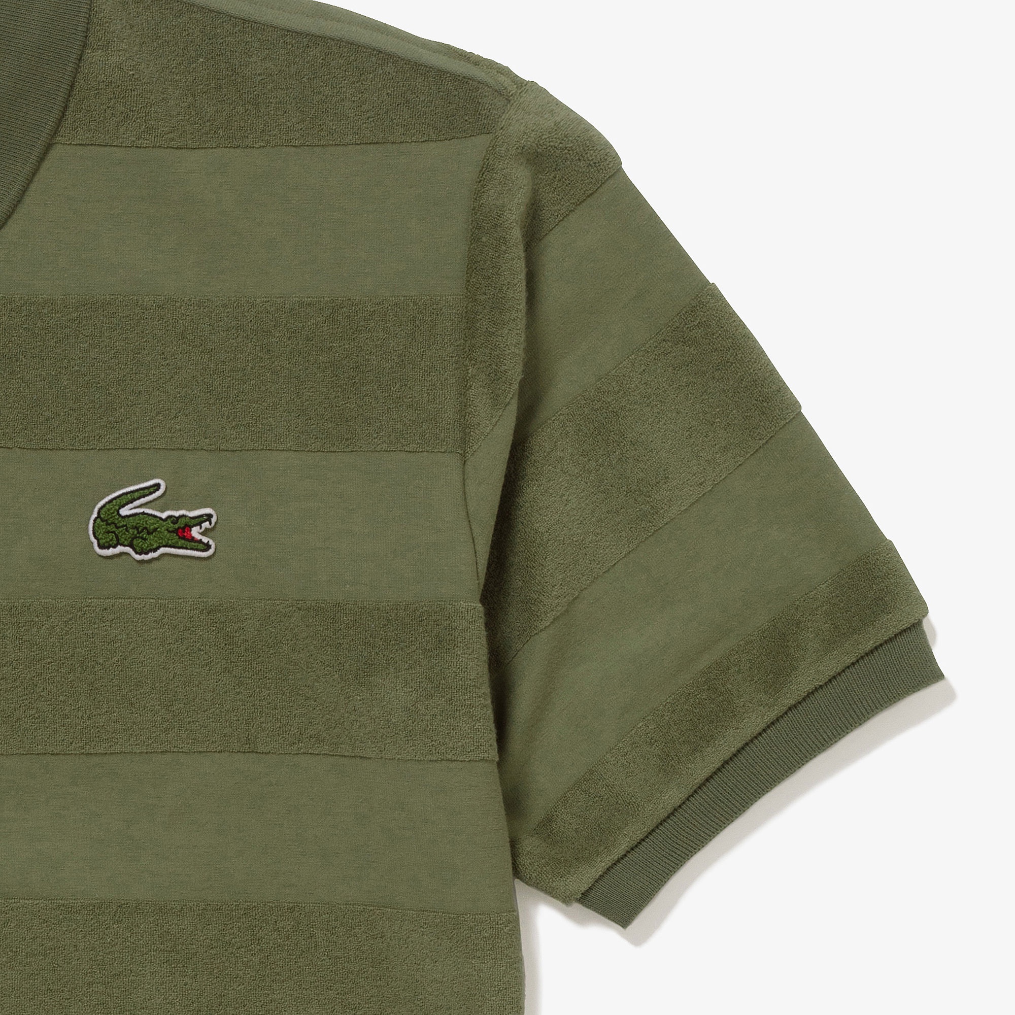 パイル地切り替え同色ボーダーポロシャツ