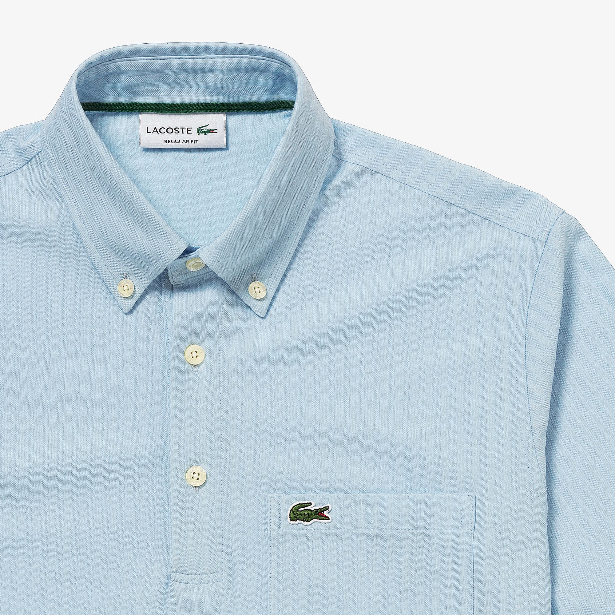 鹿の子地切り替え同色ストライプボタンダウンポロシャツ