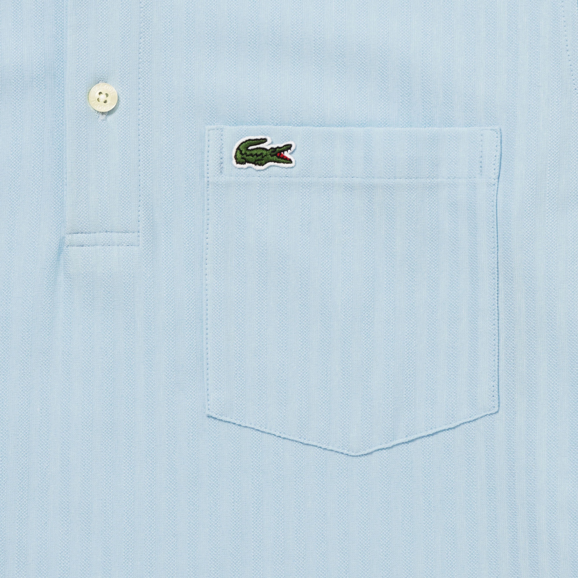 鹿の子地切り替え同色ストライプボタンダウンポロシャツ