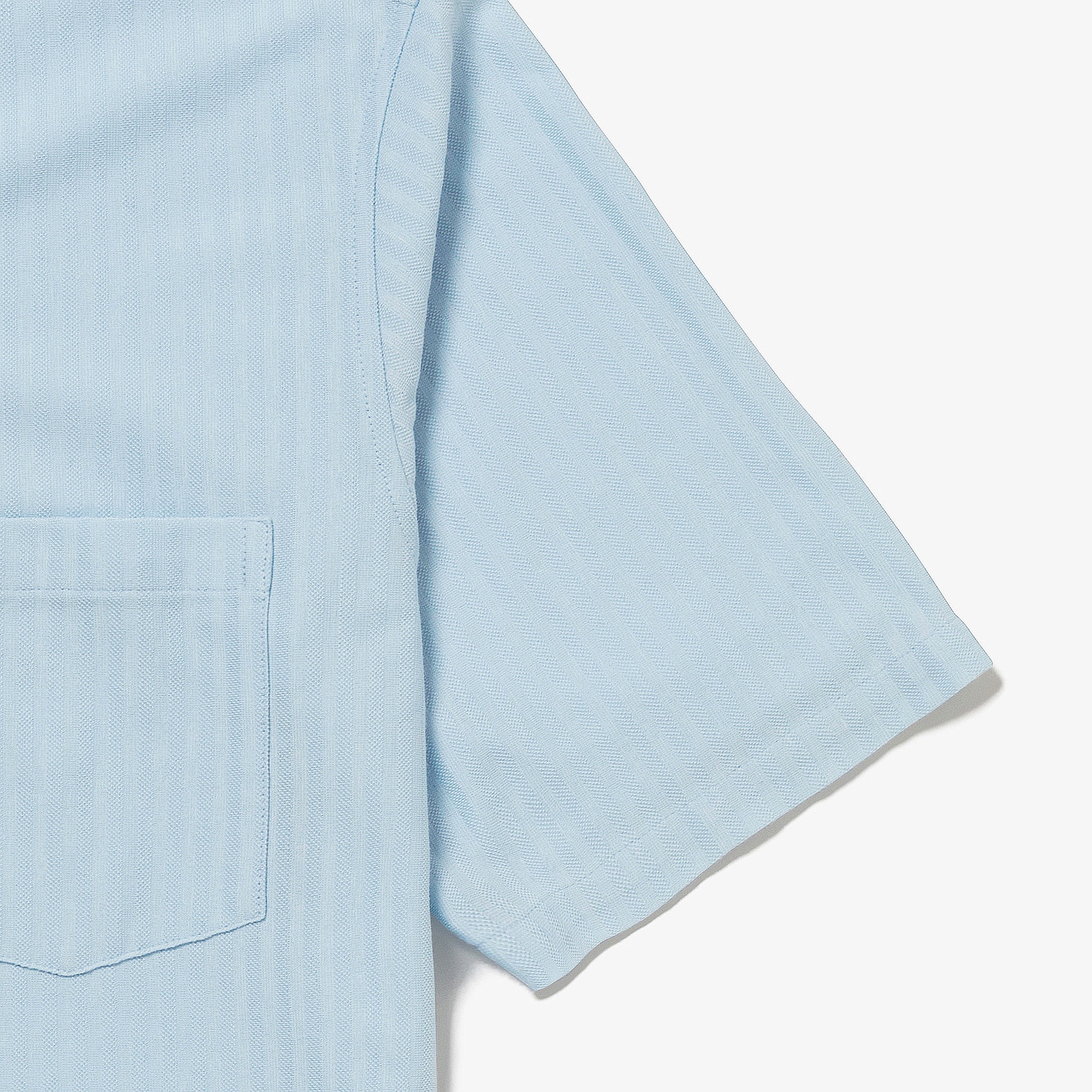 鹿の子地切り替え同色ストライプボタンダウンポロシャツ