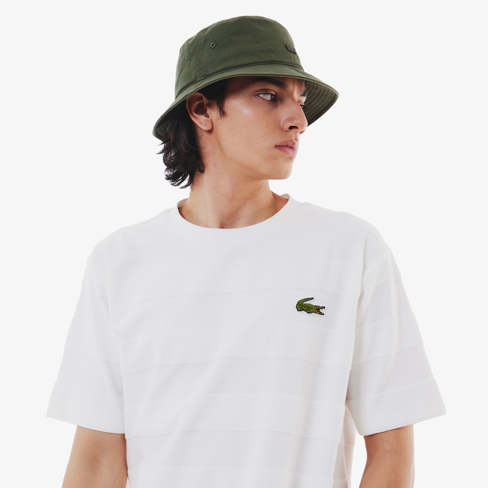 パイル地切り替え同色ボーダーTシャツ
