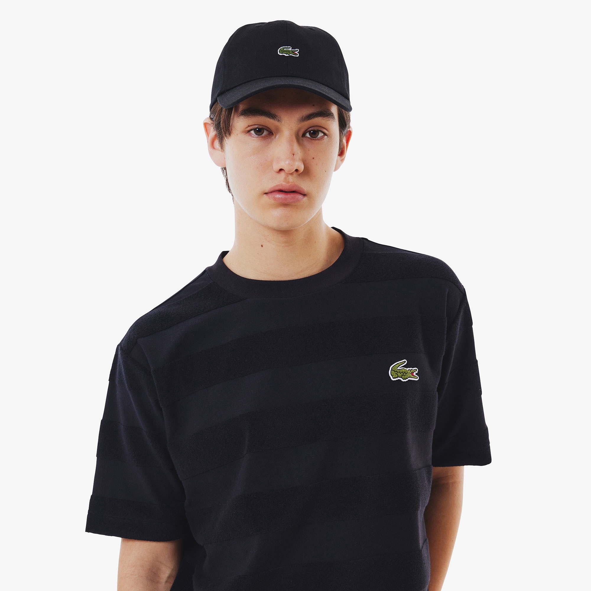 パイル地切り替え同色ボーダーTシャツ