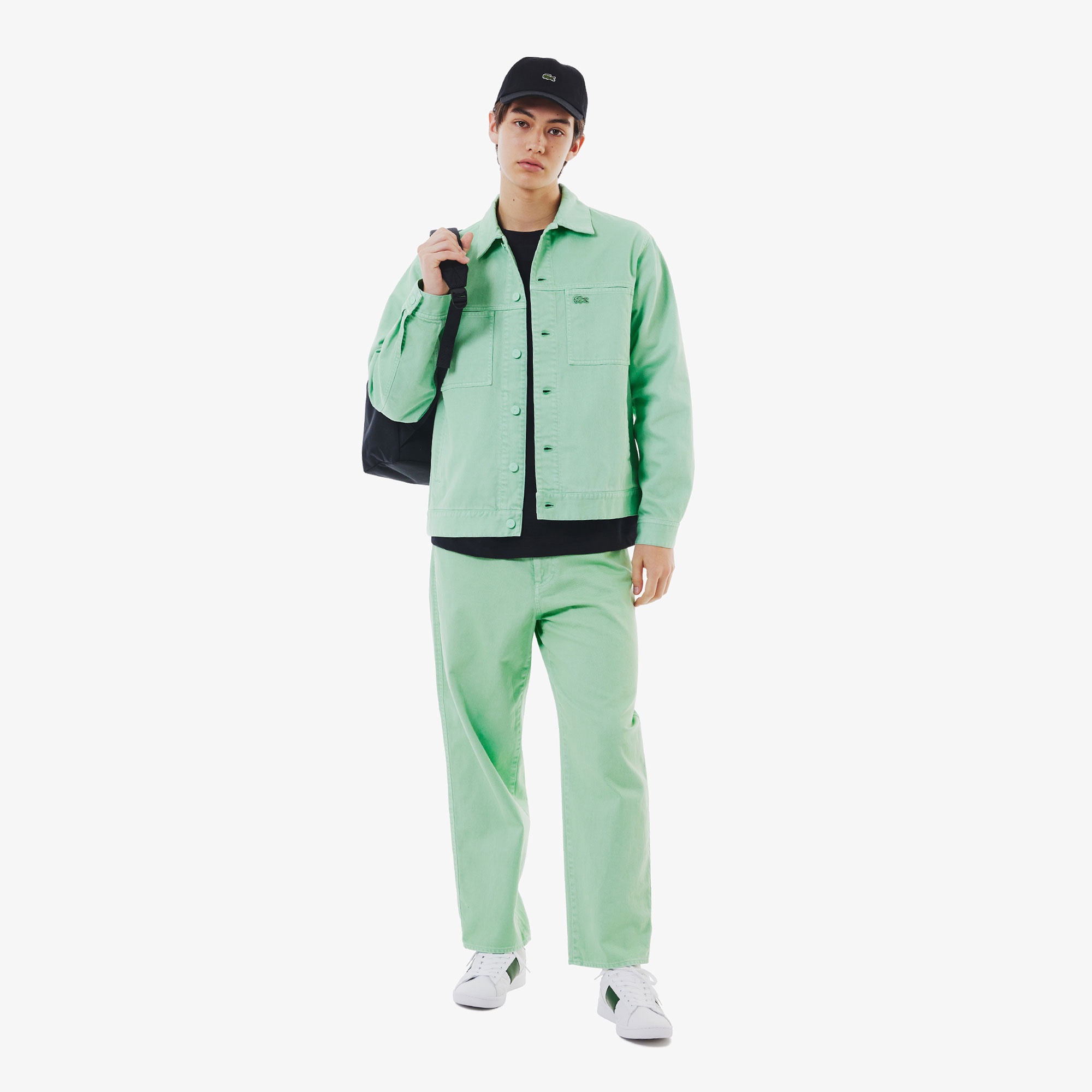 パイル地切り替え同色ボーダーTシャツ