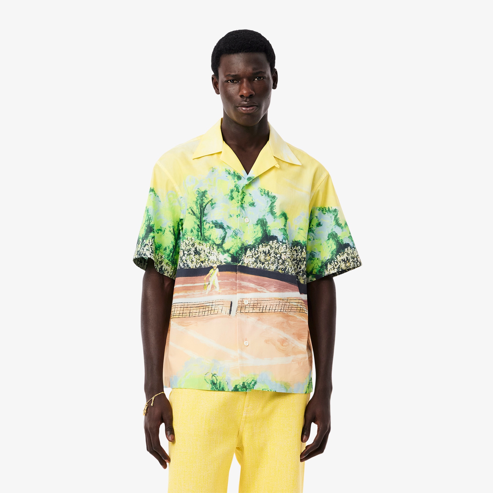 Lacoste ロランキャロス クラフ クラフィック フリント フティ クロップド丈 ローラン・ギャロスコラボ グラフィックプリント