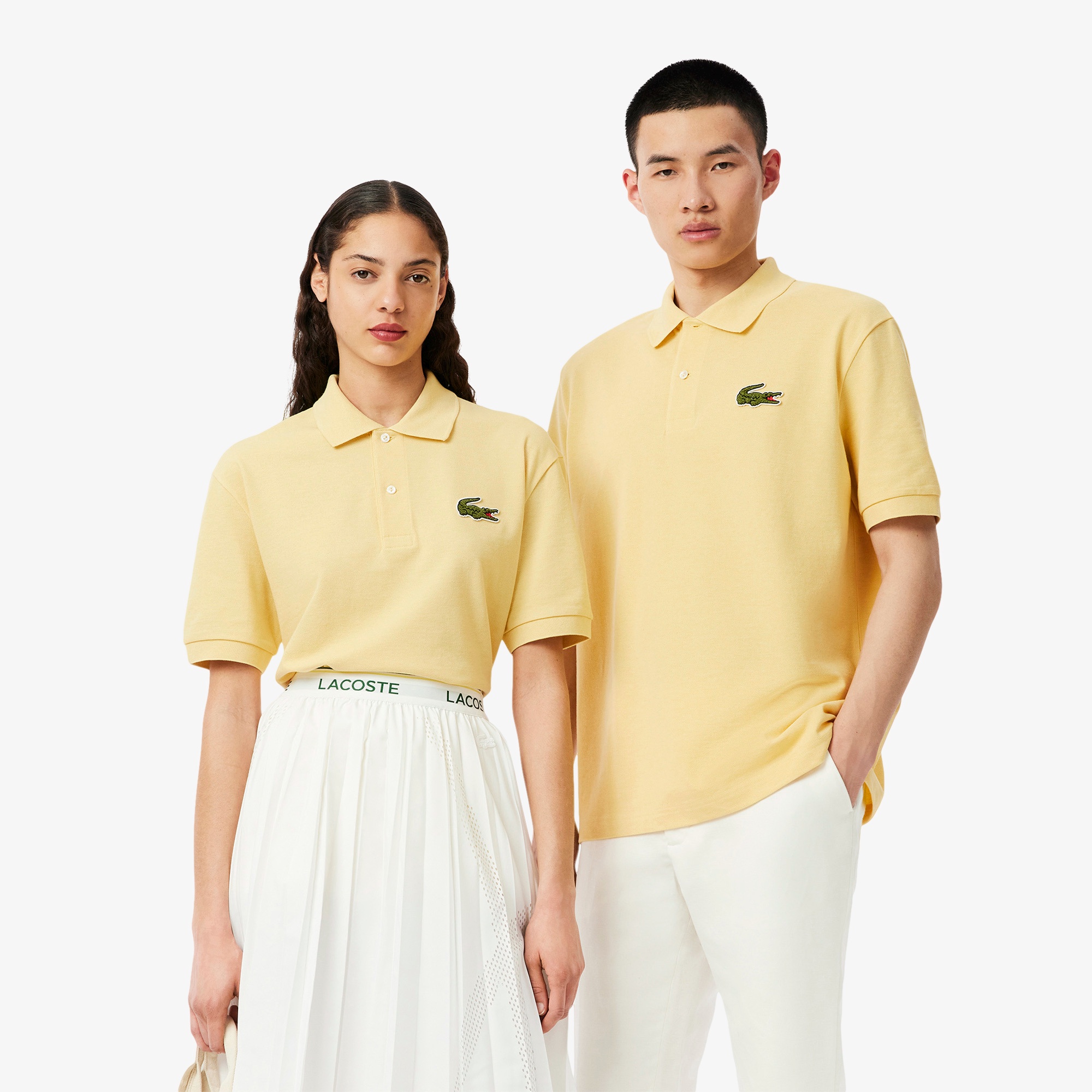 【フランス製】LACOSTE リヨセル混 スキッパー ルーズフィット ポロシャツ LACOSTE リヨセル混 上質素材 スキッパー リブ ポロシャツ