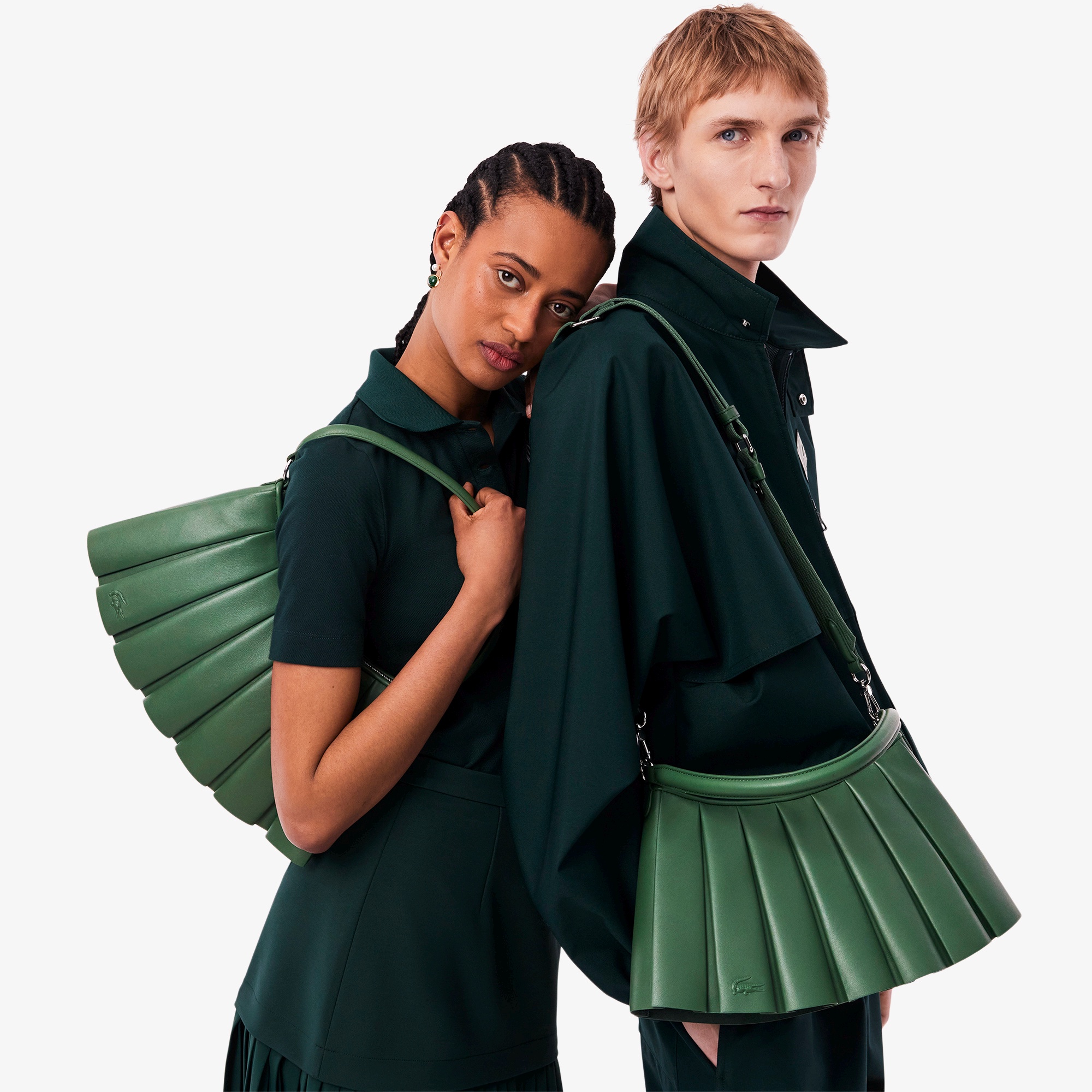 ランラン レザープリーツショルダーバッグ