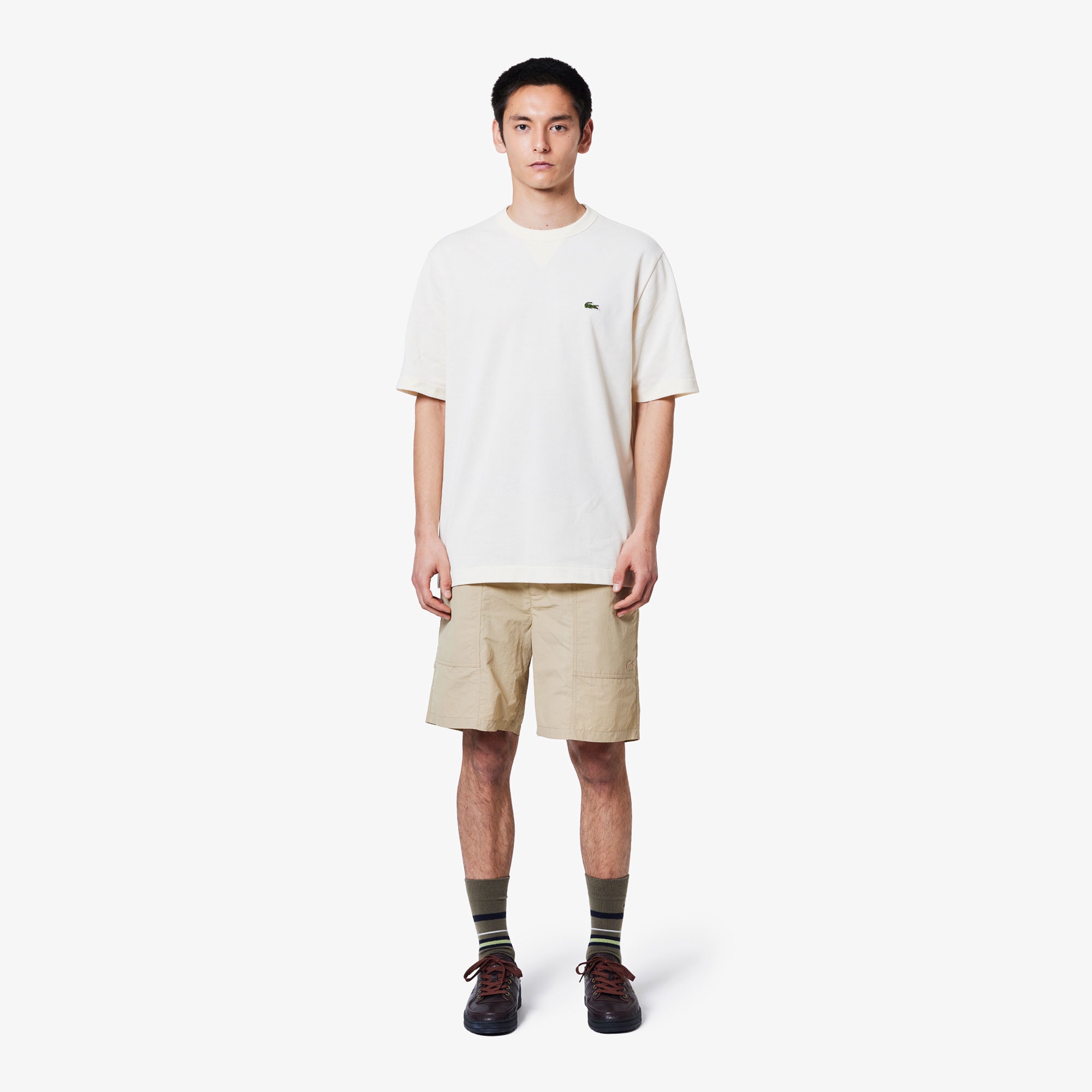 L.12.12アレンジ ガゼット付き鹿の子地Tシャツ
