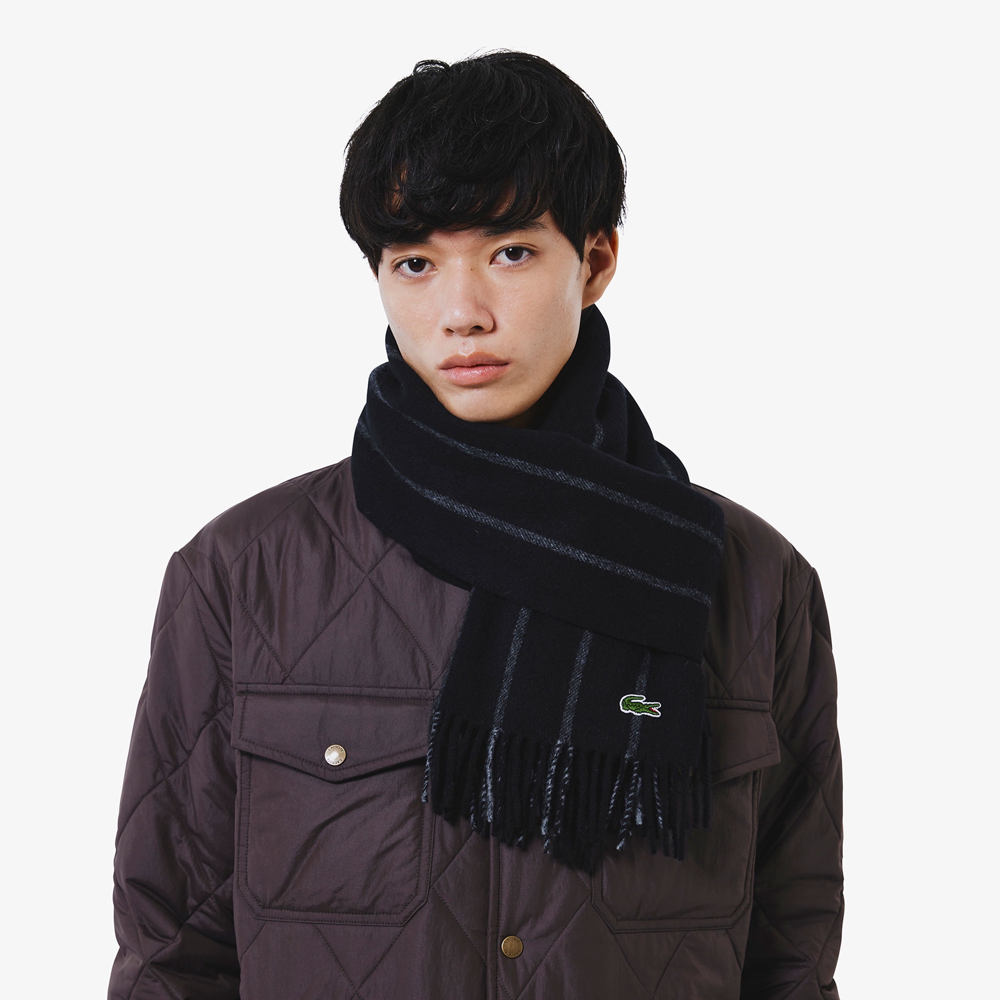 メリノウールストライプマフラー