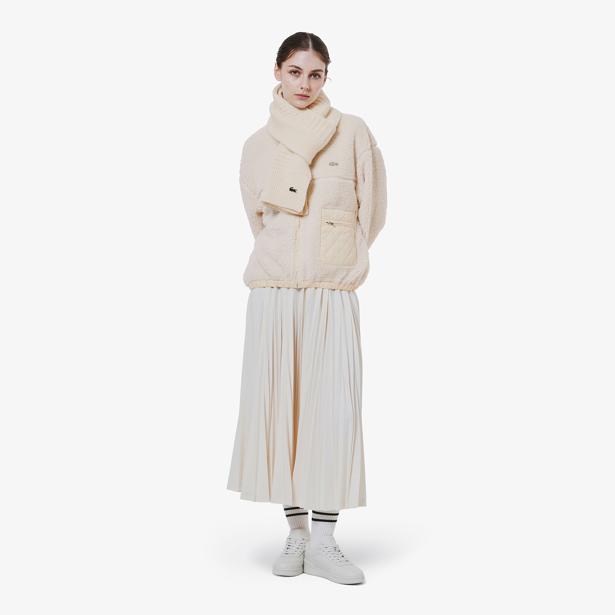 アラン柄ブレンドウールニットマフラー