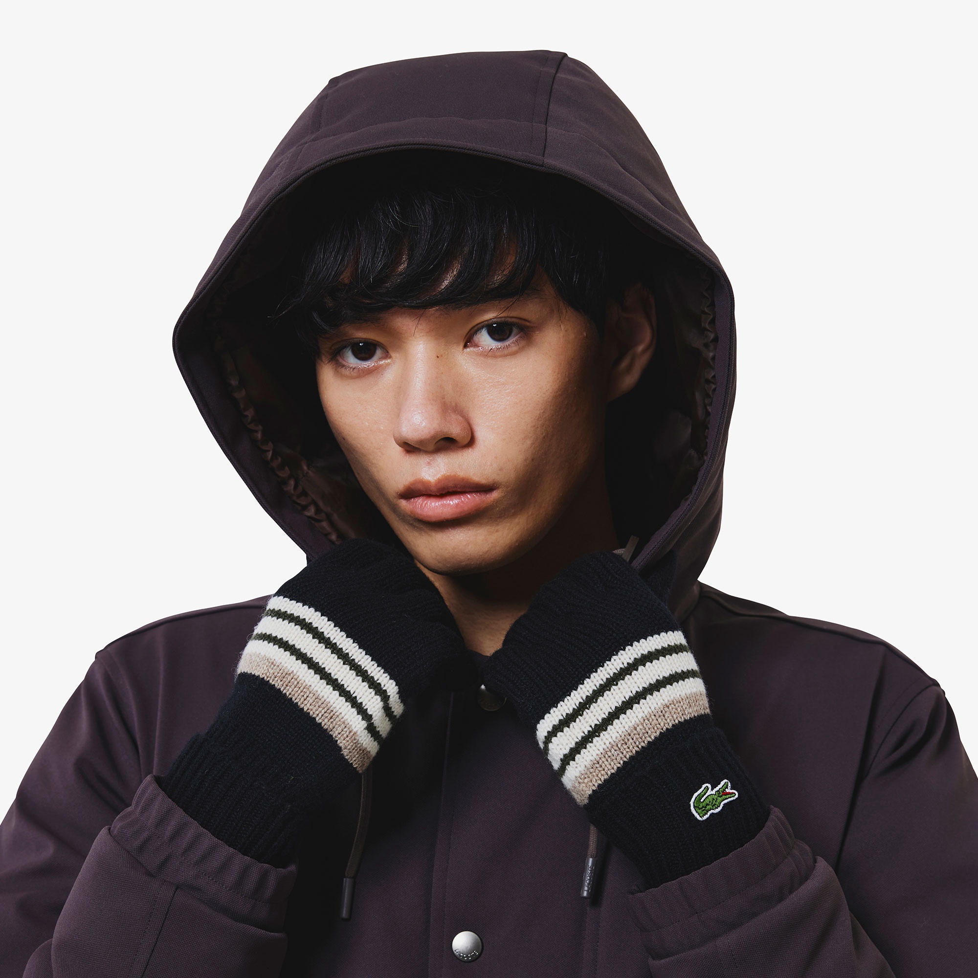 エクストラファインラムウールボーダーニットグローブ