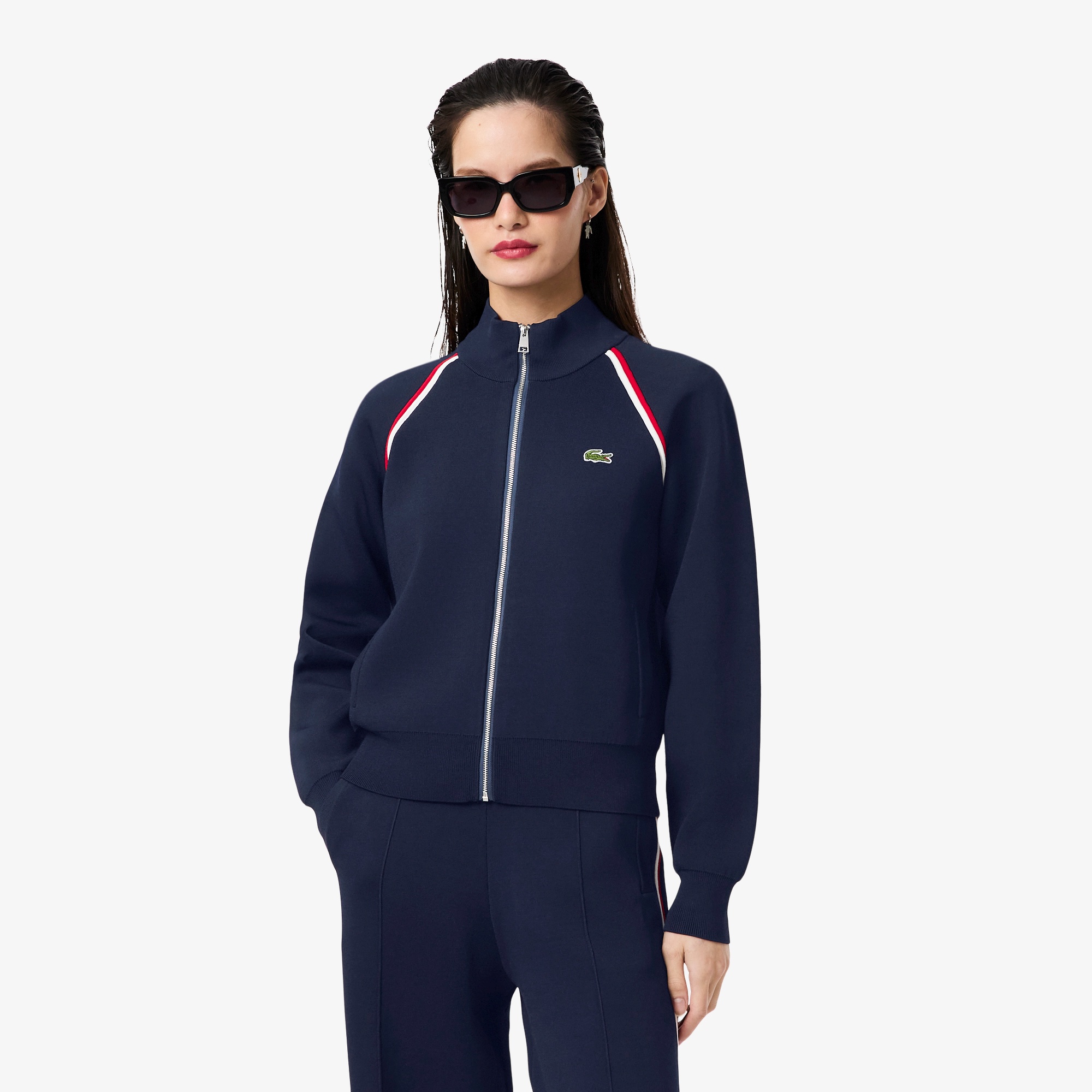 LACOSTE ジャージ サイズ3 ブラック 上のみ LACOSTE ラコステ モノグラム ジャカード トラックジャケット
