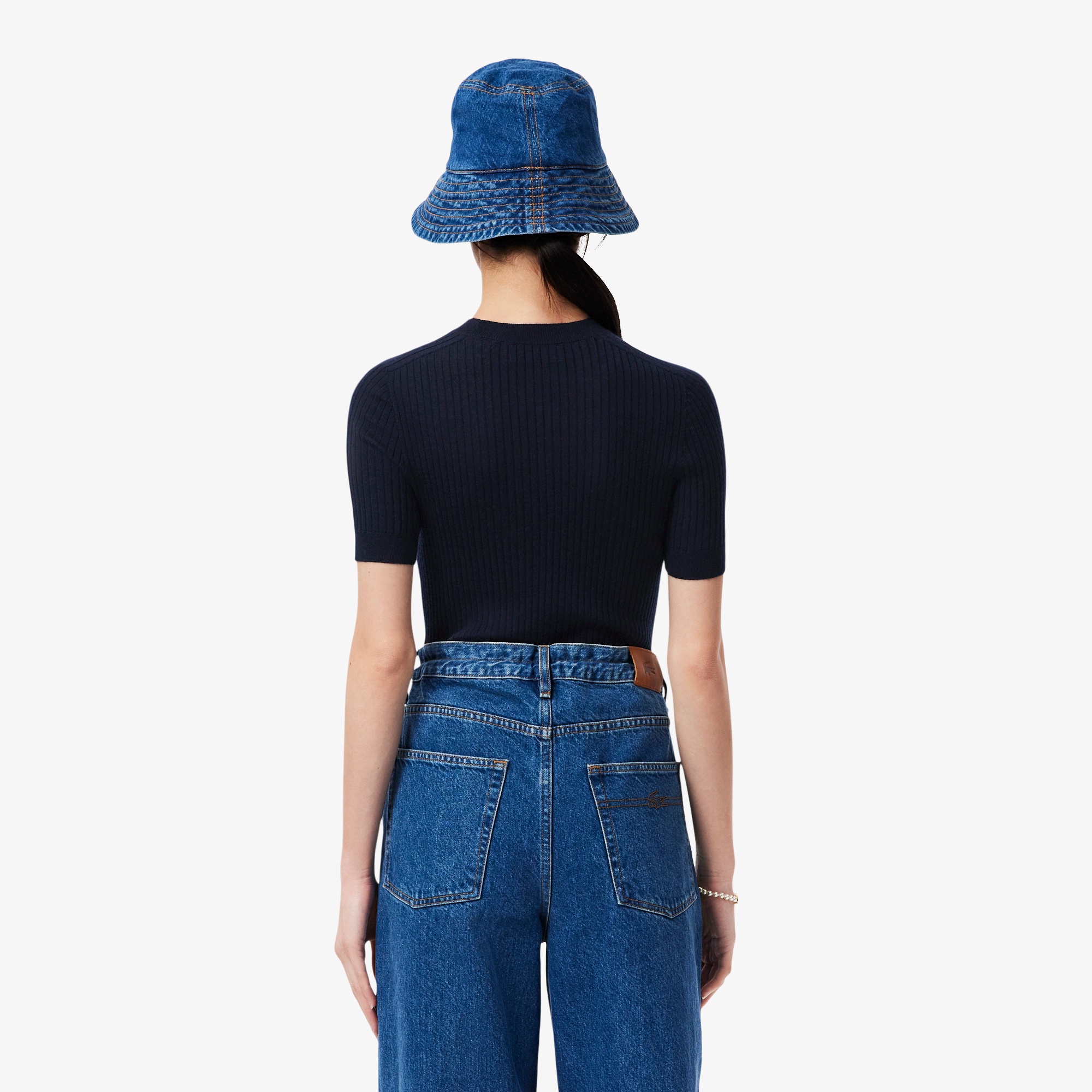 3Dニッティングショートスリーブメリノウールセーター