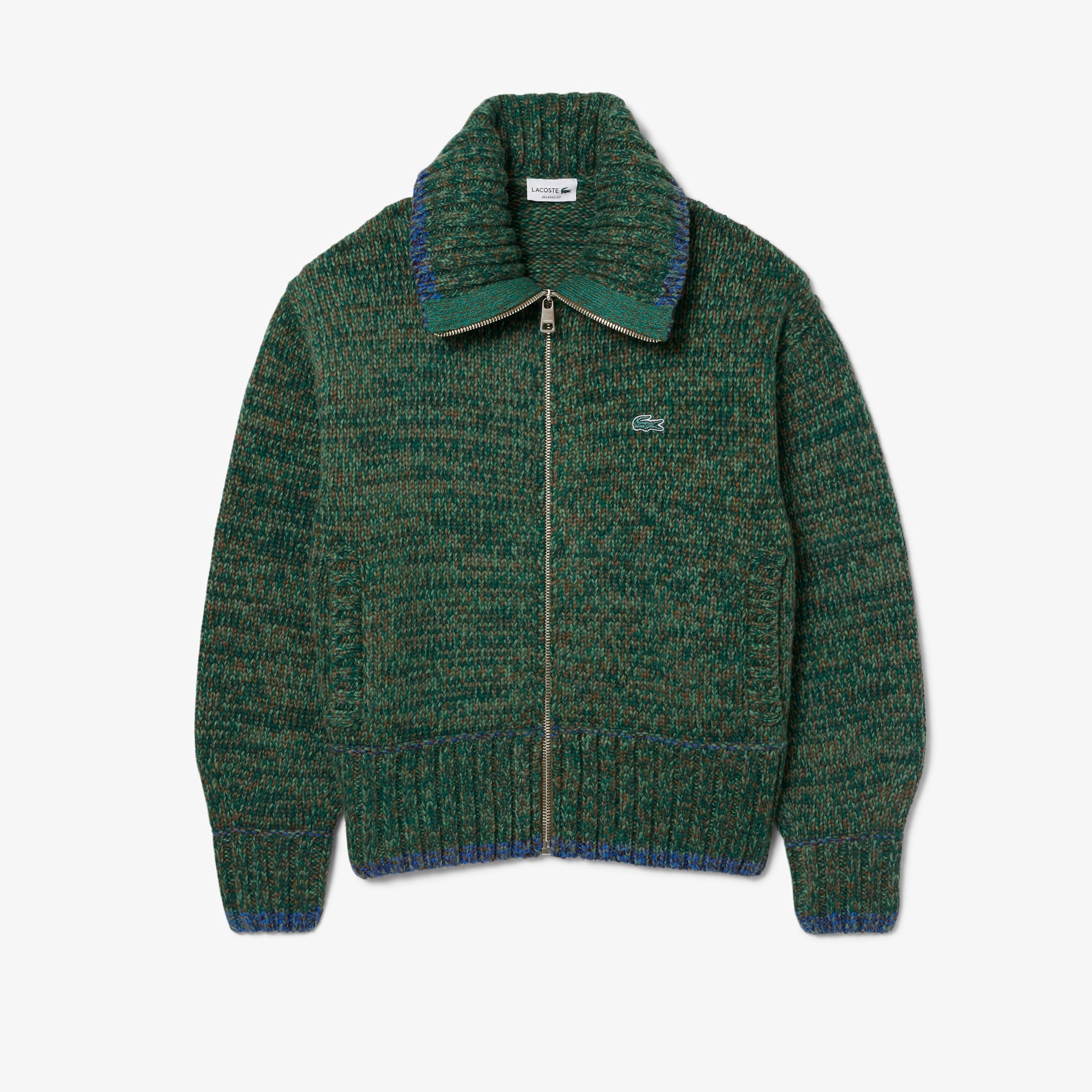 ミックスカラーローゲージニットジップセーター