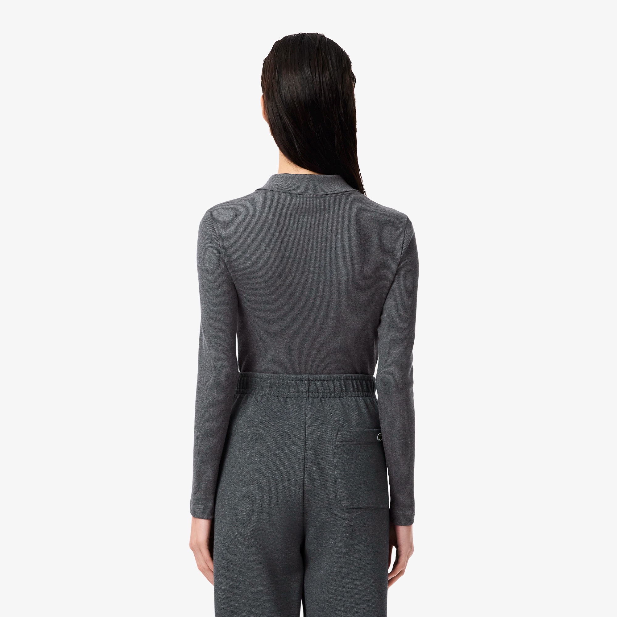 ロングスリーブリブニットポロシャツ