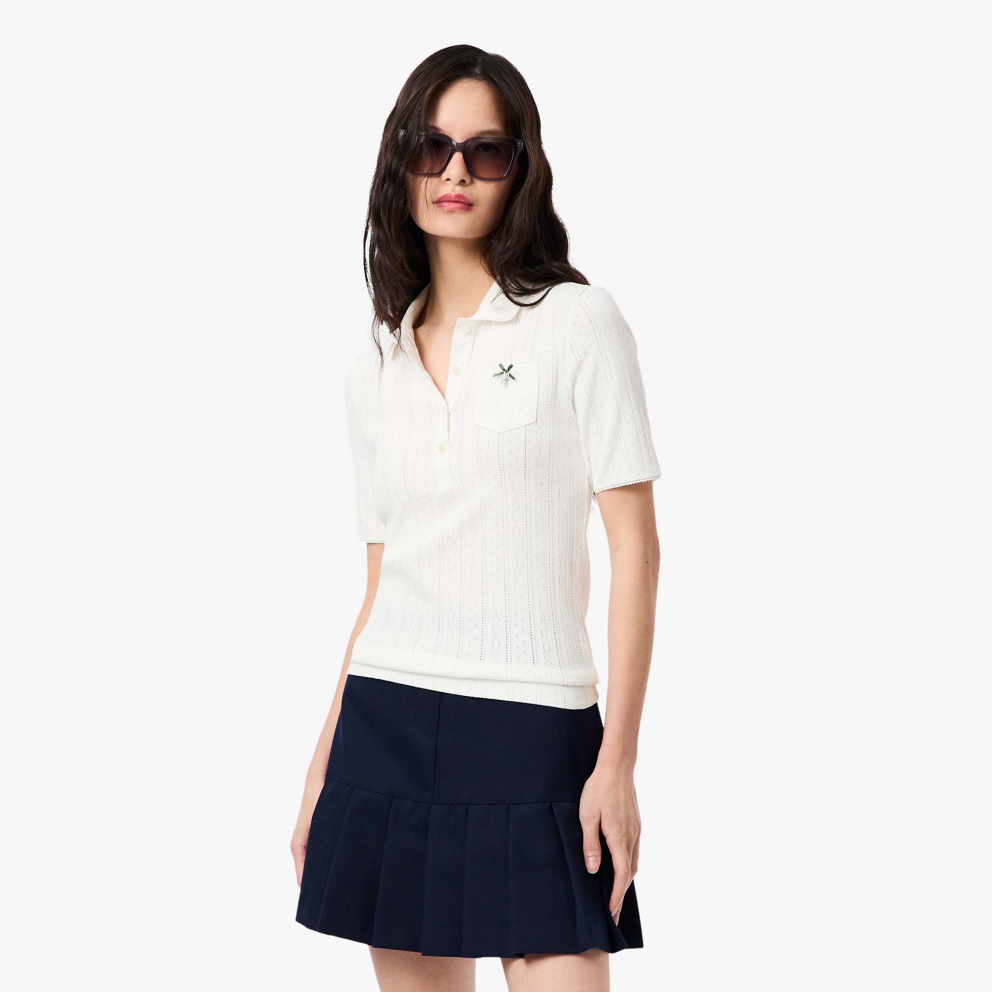新品未使用品　［最終価格箱無し］ ラコステニットポロシャツ　レディースＬサイズ LACOSTE ニット セーター LACOSTE/ポロニット レディース