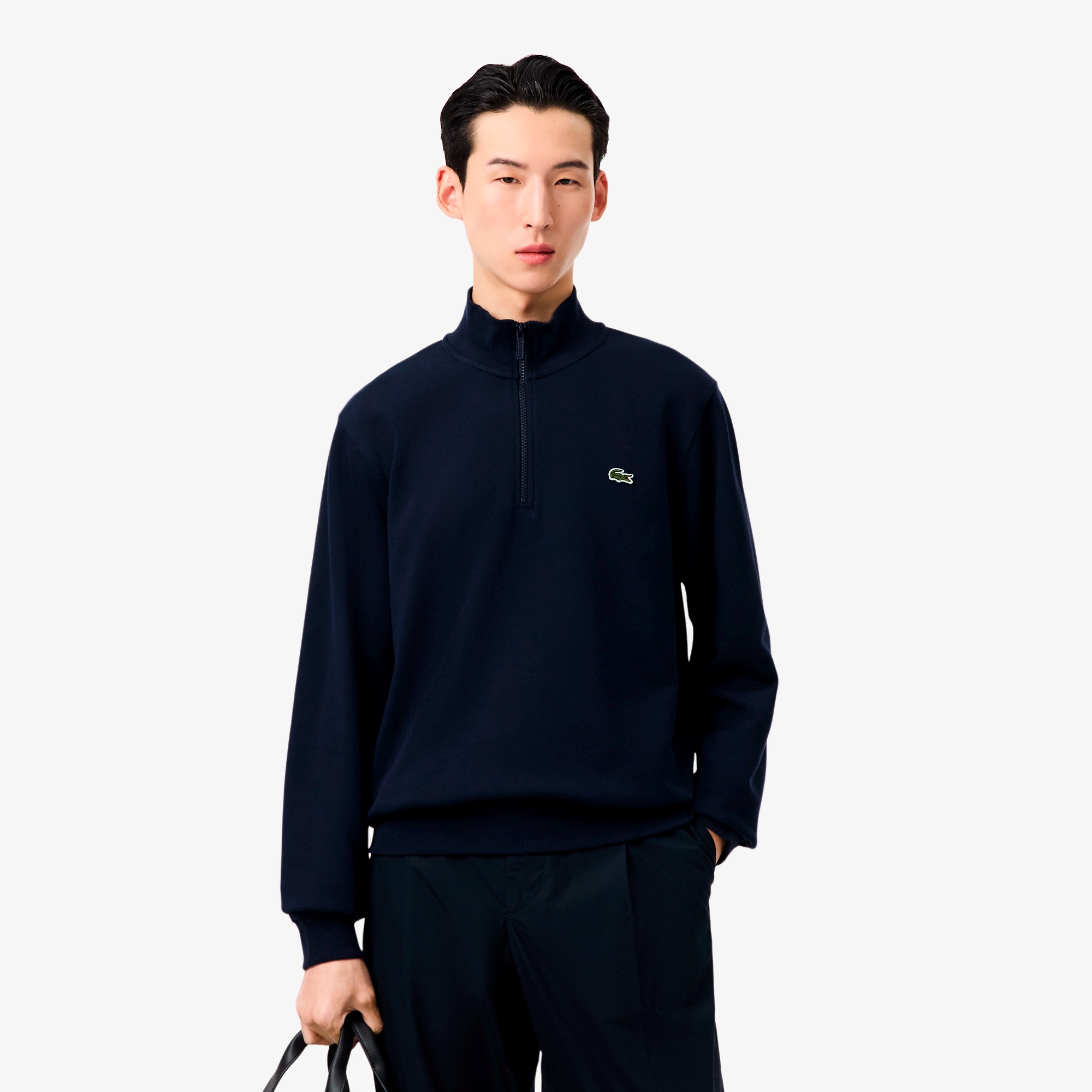 ハイネックハーフジップスウェット