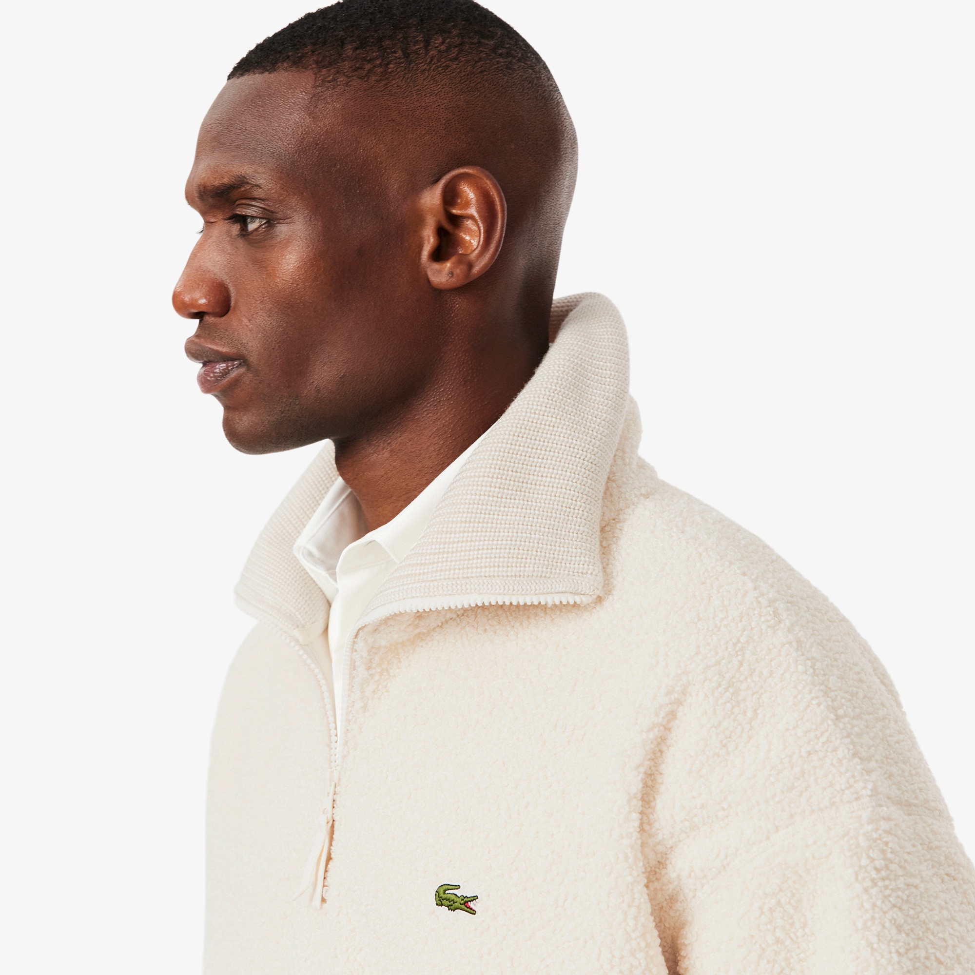 ハイネックハーフジップブークレフリース