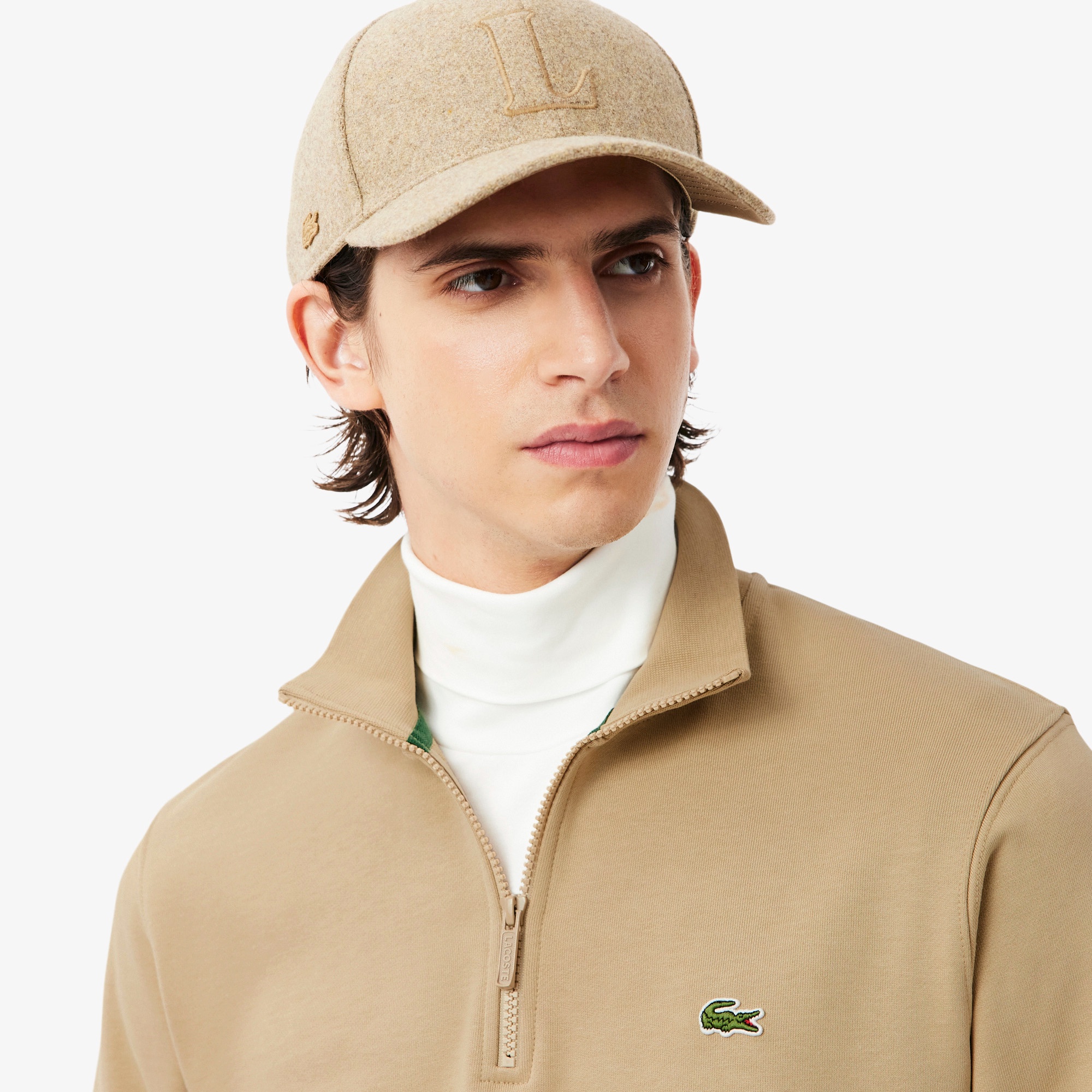 ハイネックハーフジップスウェット