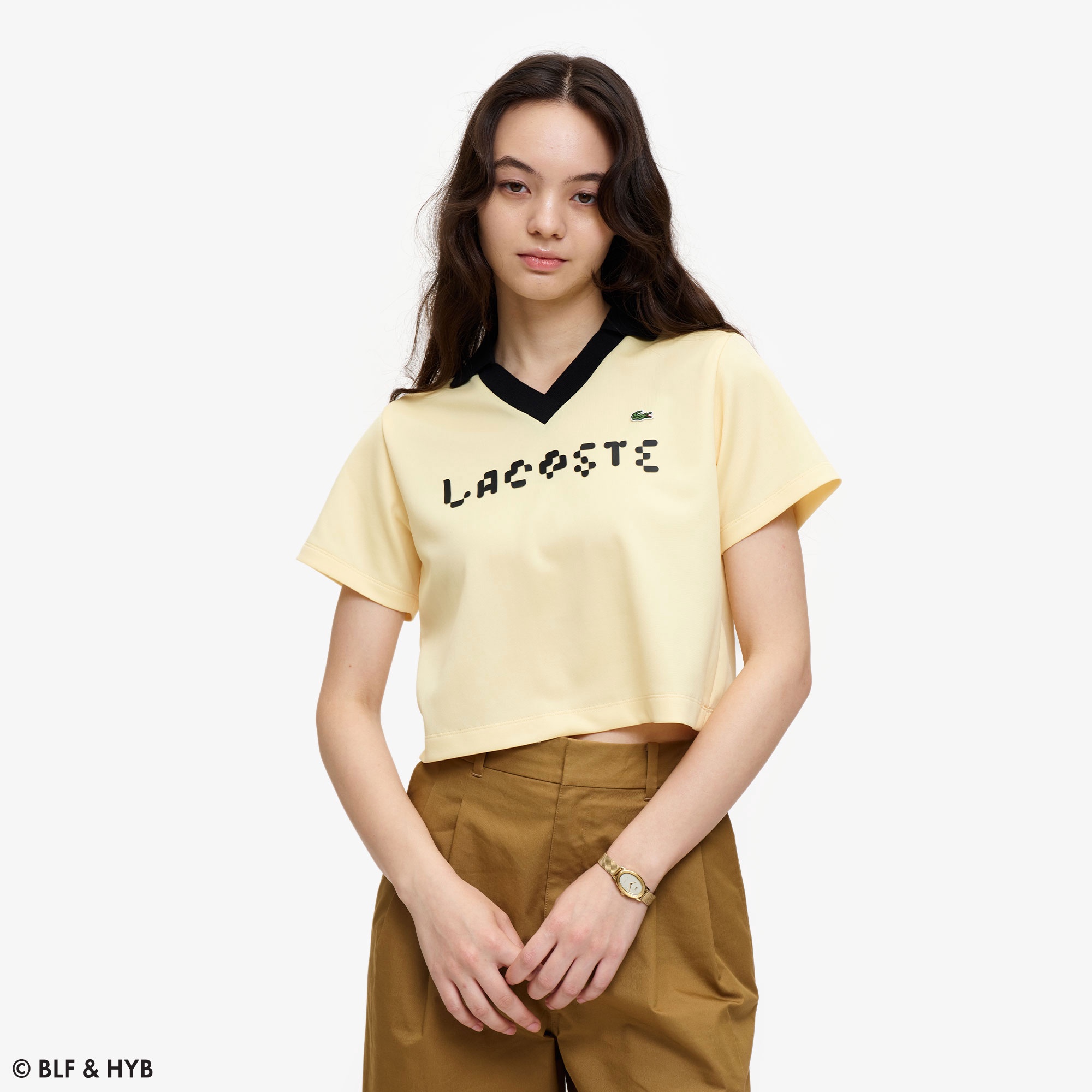 LACOSTE ポロシャツワンピース 34 ベージュ フレア Aライン LACOSTE ポロシャツワンピース 34 ベージュ フレア Aライン