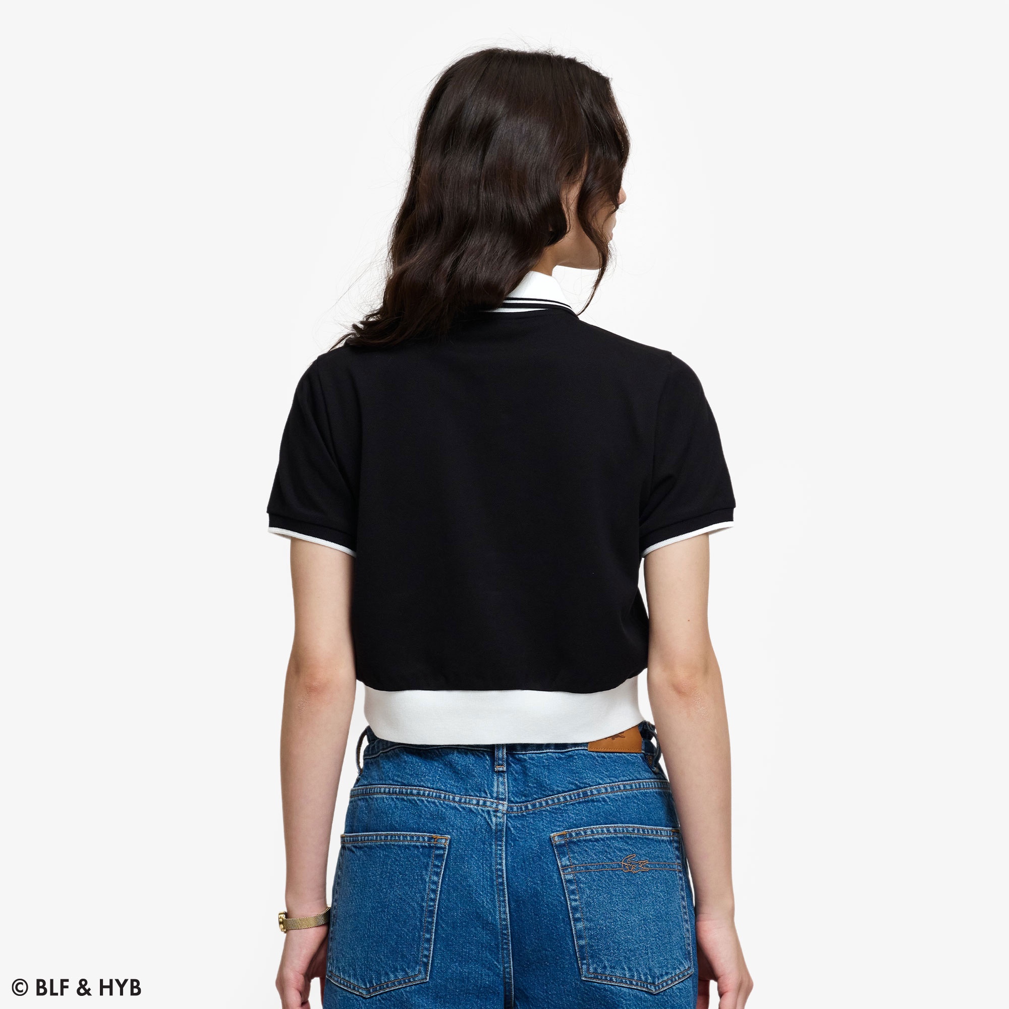 ロゴ刺繍クロップドリボン ポロシャツ