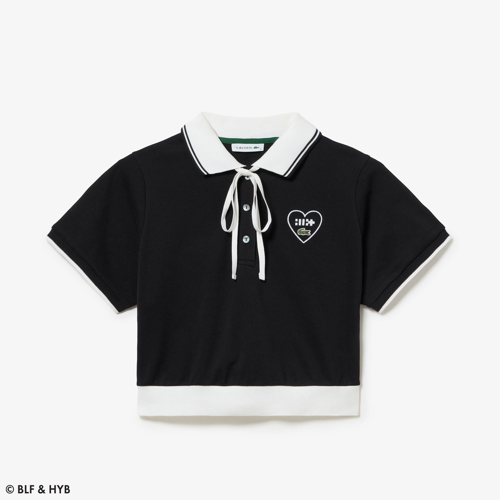 ロゴ刺繍クロップドリボン ポロシャツ